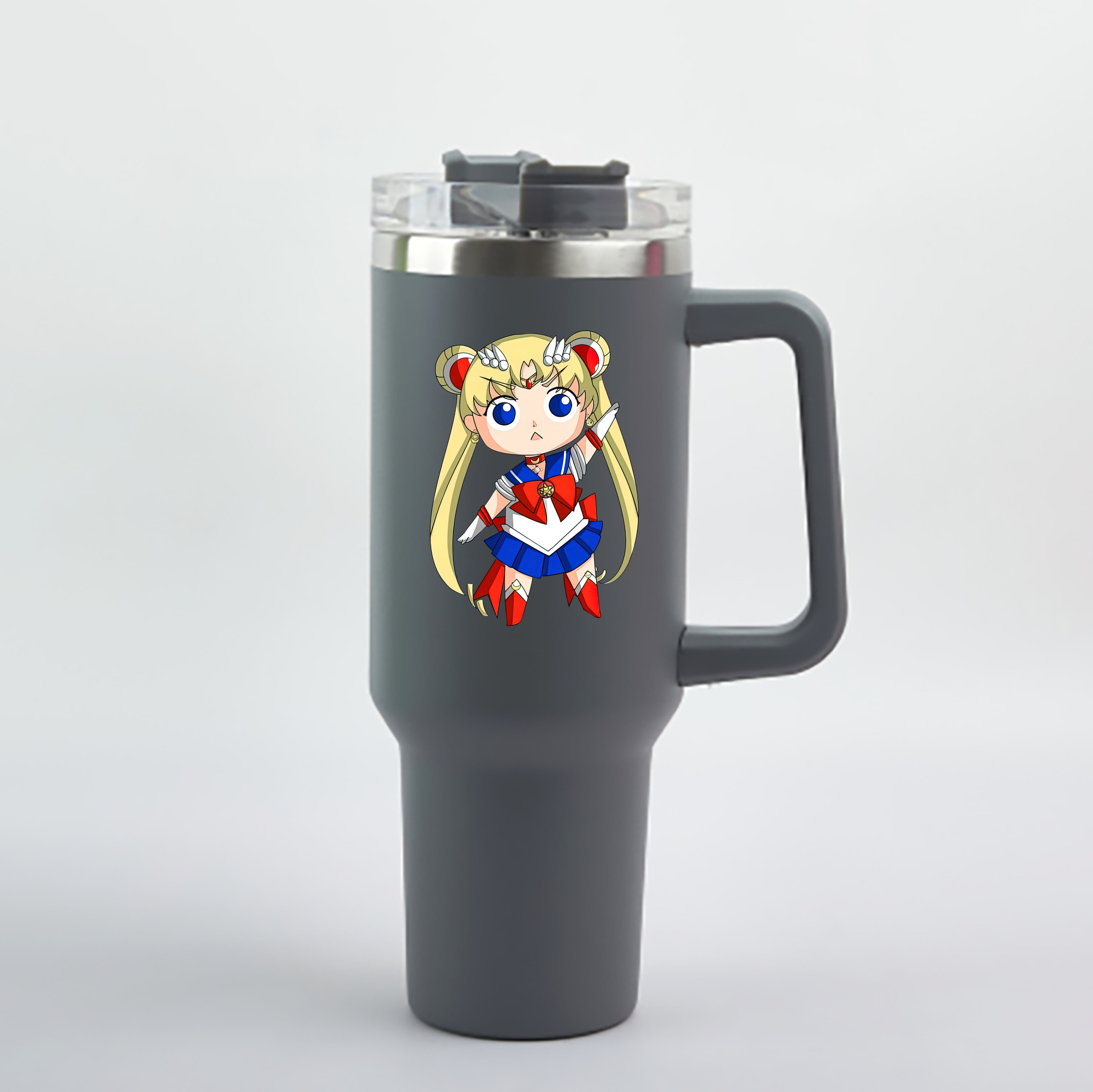 （画像用） 美少女戦士セーラームーン 月野 うさぎ つきの うさぎ Sailor Moon Tsukino Usagi 1200mL車用タンブラー - クリスタルステッカー（プラスチックストロー付き）
