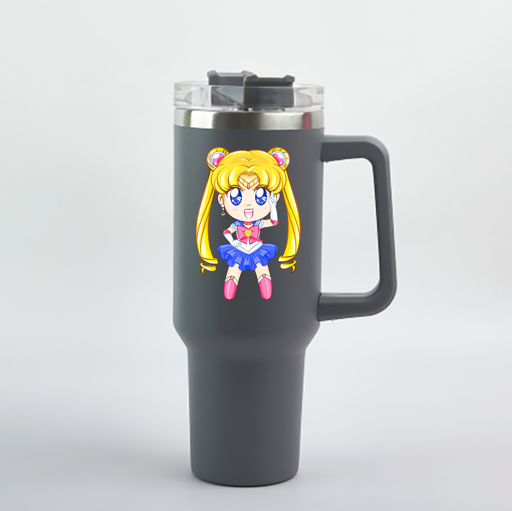 （画像用） 美少女戦士セーラームーン 月野 うさぎ つきの うさぎ Sailor Moon Tsukino Usagi 1200mL車用タンブラー - クリスタルステッカー（プラスチックストロー付き）