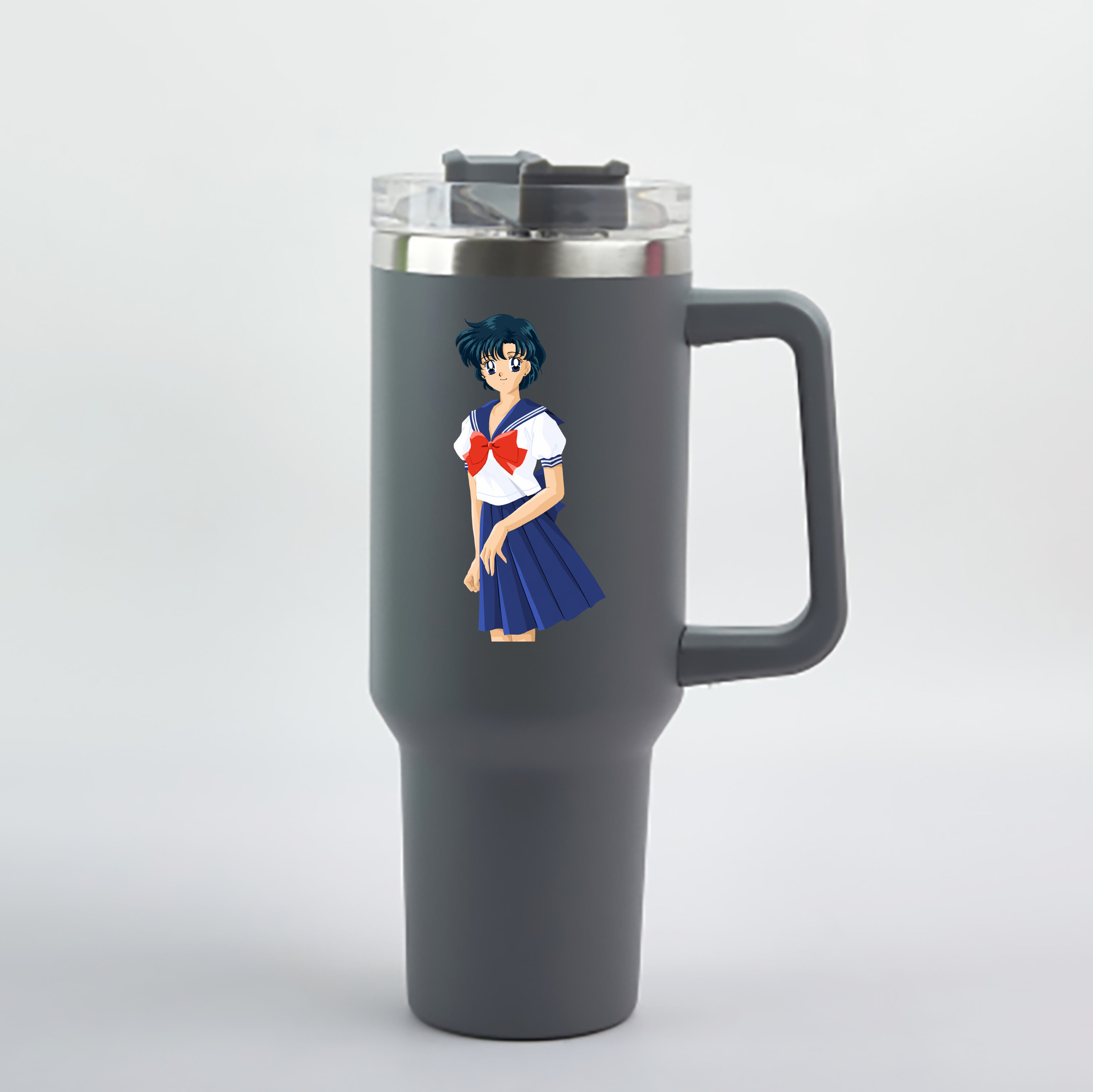（画像用） 美少女戦士セーラームーン 水野 亜美 みずの あみ Sailor Moon Mizuno Ami 1200mL車用タンブラー - クリスタルステッカー（プラスチックストロー付き）
