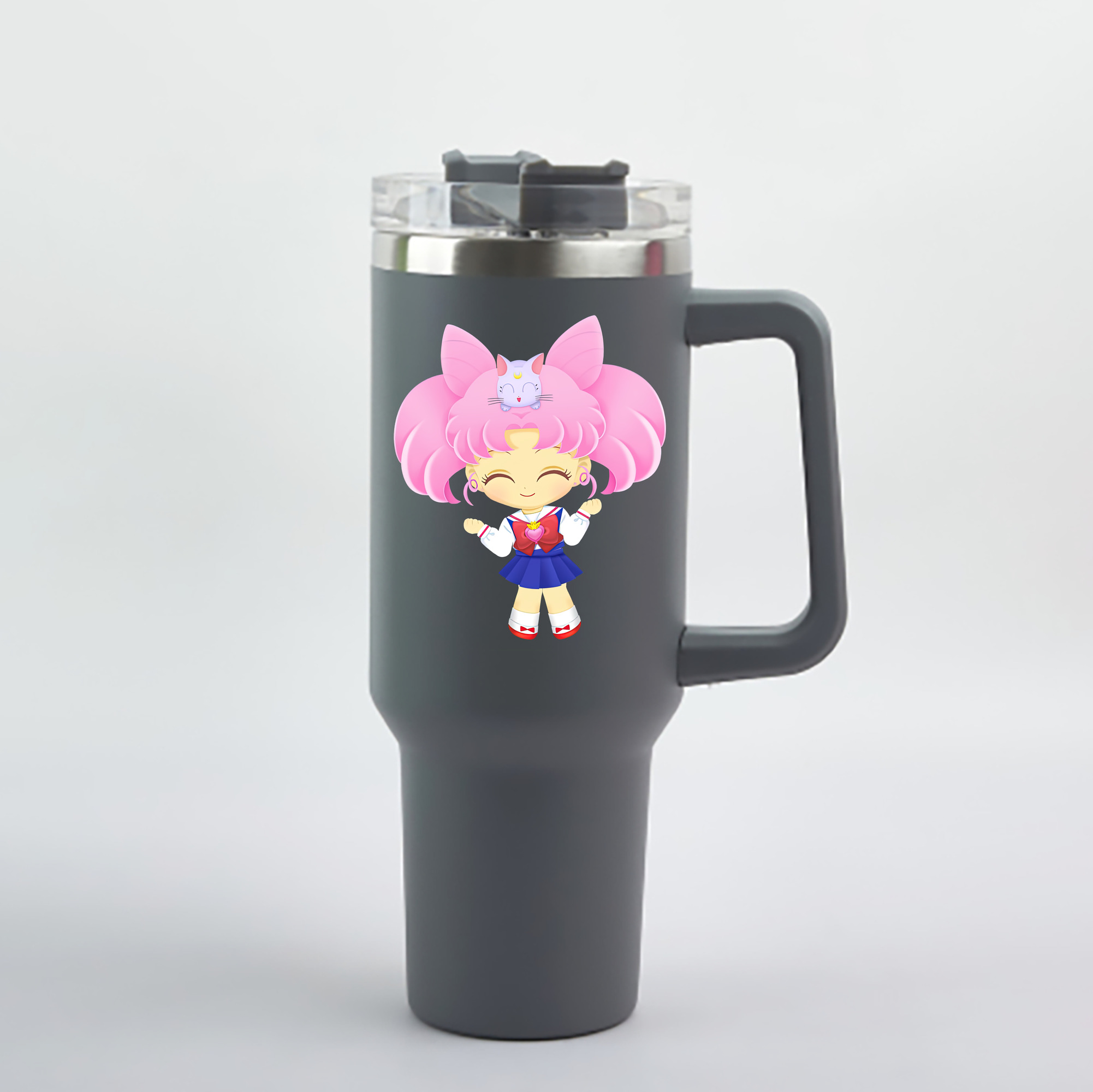 （画像用） 美少女戦士セーラームーン ちびうさ Sailor Moon Chibiusa Tsukino Usagi Small Lady Serenity 1200mL車用タンブラー - クリスタルステッカー（プラスチックストロー付き）