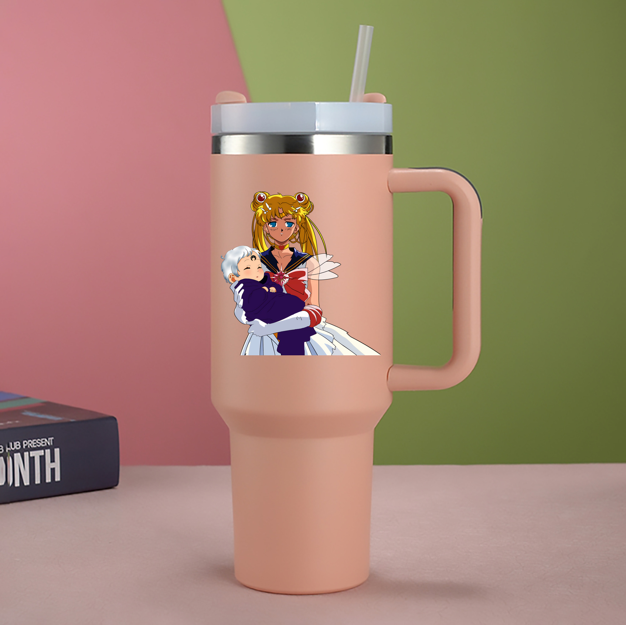 （画像用） 美少女戦士セーラームーン 月野 うさぎ つきの うさぎ Sailor Moon Tsukino Usagi 1200mL車用タンブラー - クリスタルステッカー（プラスチックストロー付き）