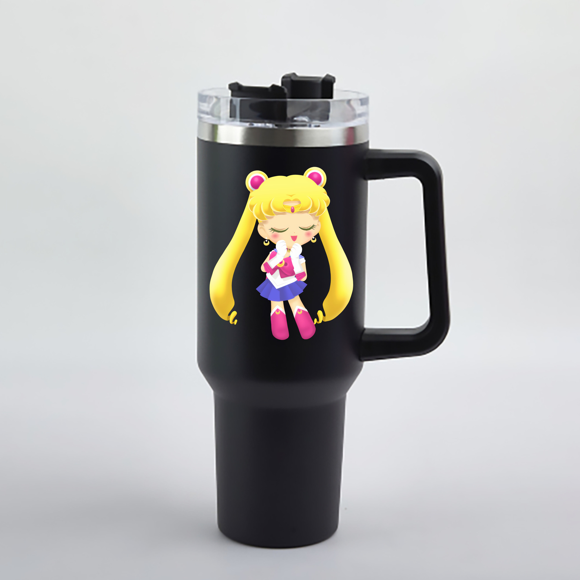 （画像用） 美少女戦士セーラームーン 月野 うさぎ つきの うさぎ Sailor Moon Tsukino Usagi 1200mL車用タンブラー - クリスタルステッカー（プラスチックストロー付き）