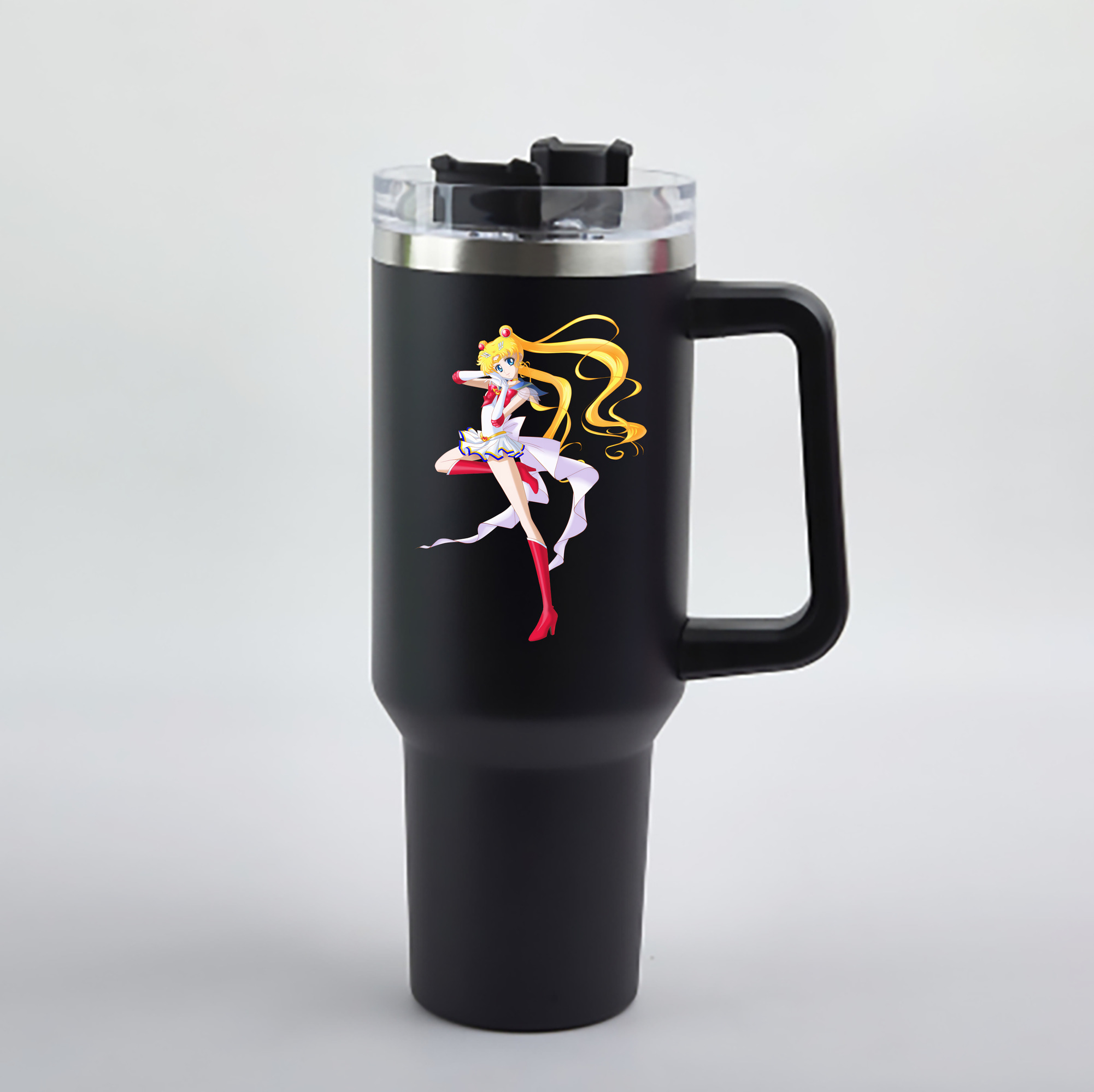 （画像用） 美少女戦士セーラームーン 月野 うさぎ つきの うさぎ Sailor Moon Tsukino Usagi 1200mL車用タンブラー - クリスタルステッカー（プラスチックストロー付き）