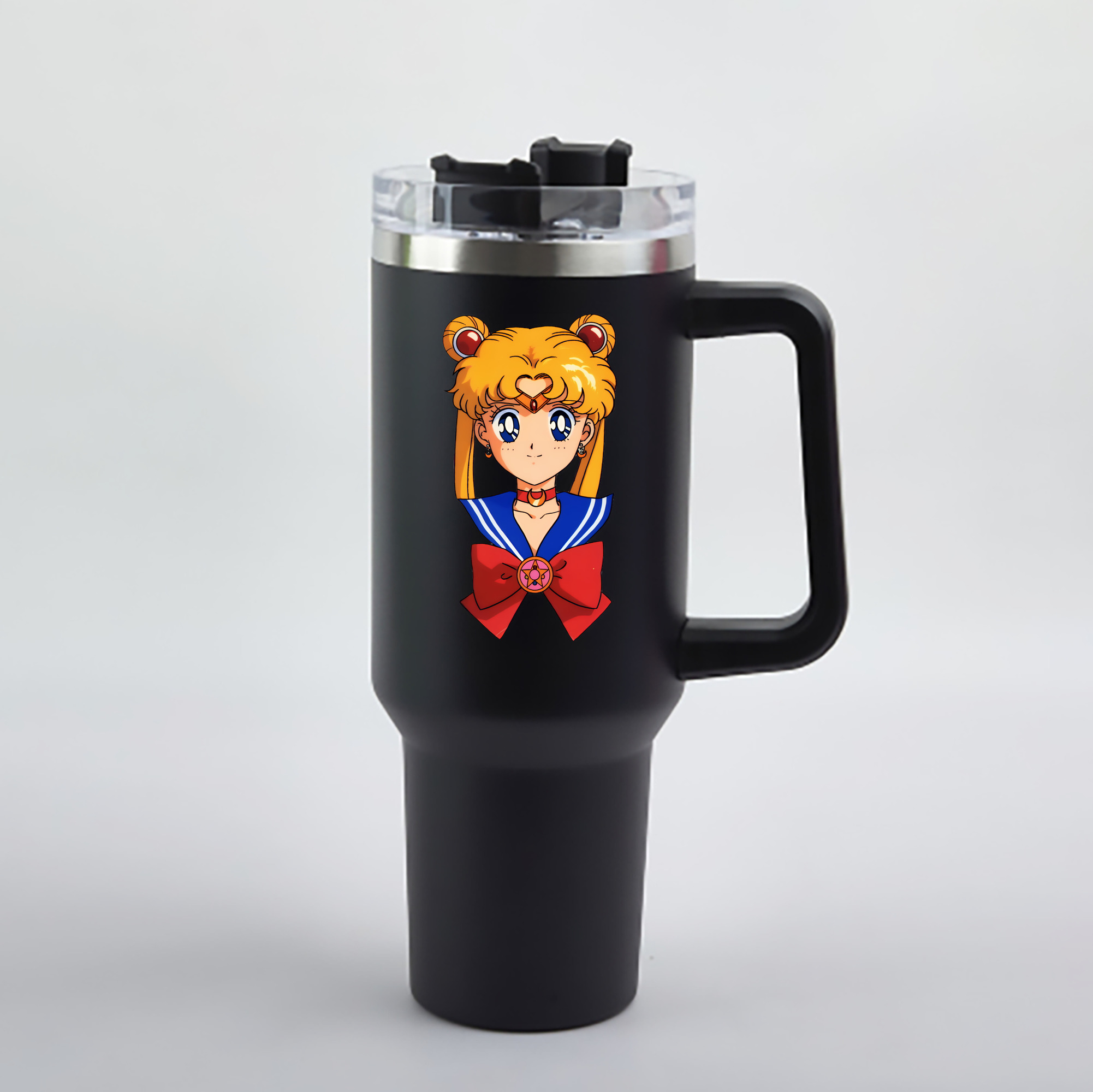 （画像用） 美少女戦士セーラームーン 月野 うさぎ つきの うさぎ Sailor Moon Tsukino Usagi 1200mL車用タンブラー - クリスタルステッカー（プラスチックストロー付き）