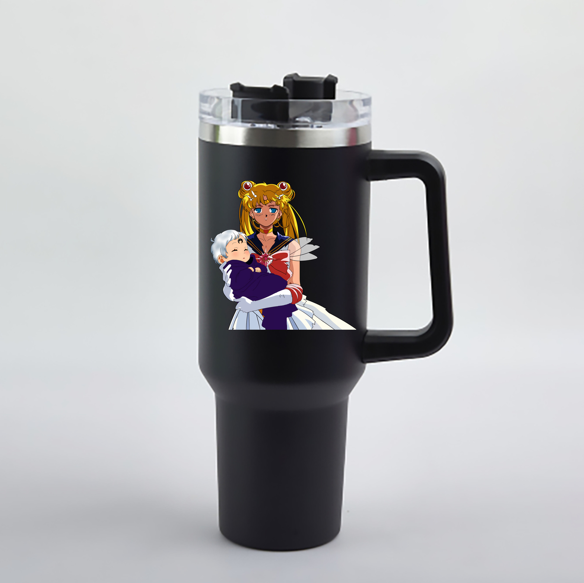 （画像用） 美少女戦士セーラームーン 月野 うさぎ つきの うさぎ Sailor Moon Tsukino Usagi 1200mL車用タンブラー - クリスタルステッカー（プラスチックストロー付き）