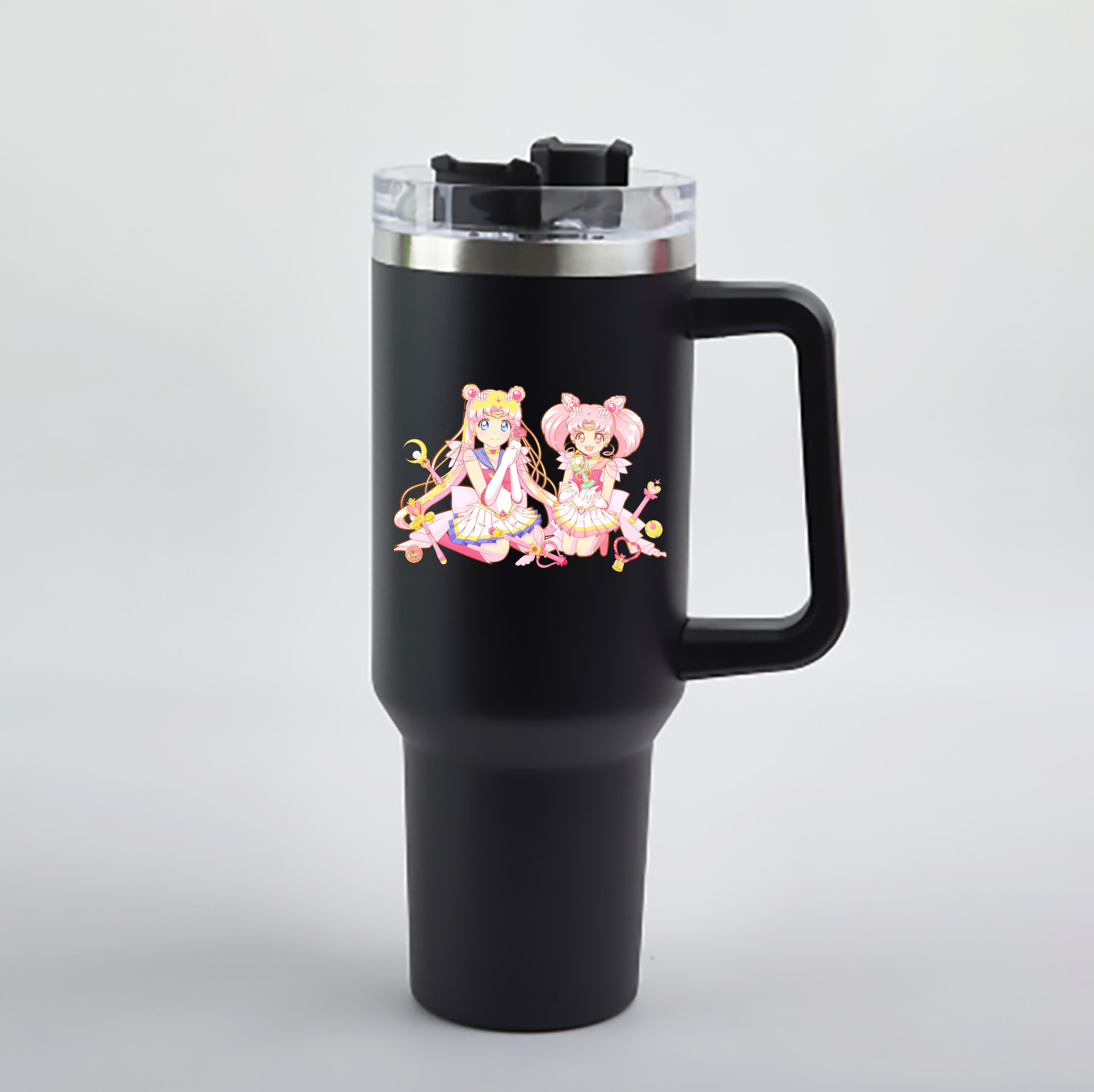 （画像用） 美少女戦士セーラームーン 月野 うさぎ つきの うさぎ Sailor Moon Tsukino Usagi 1200mL車用タンブラー - クリスタルステッカー（プラスチックストロー付き）