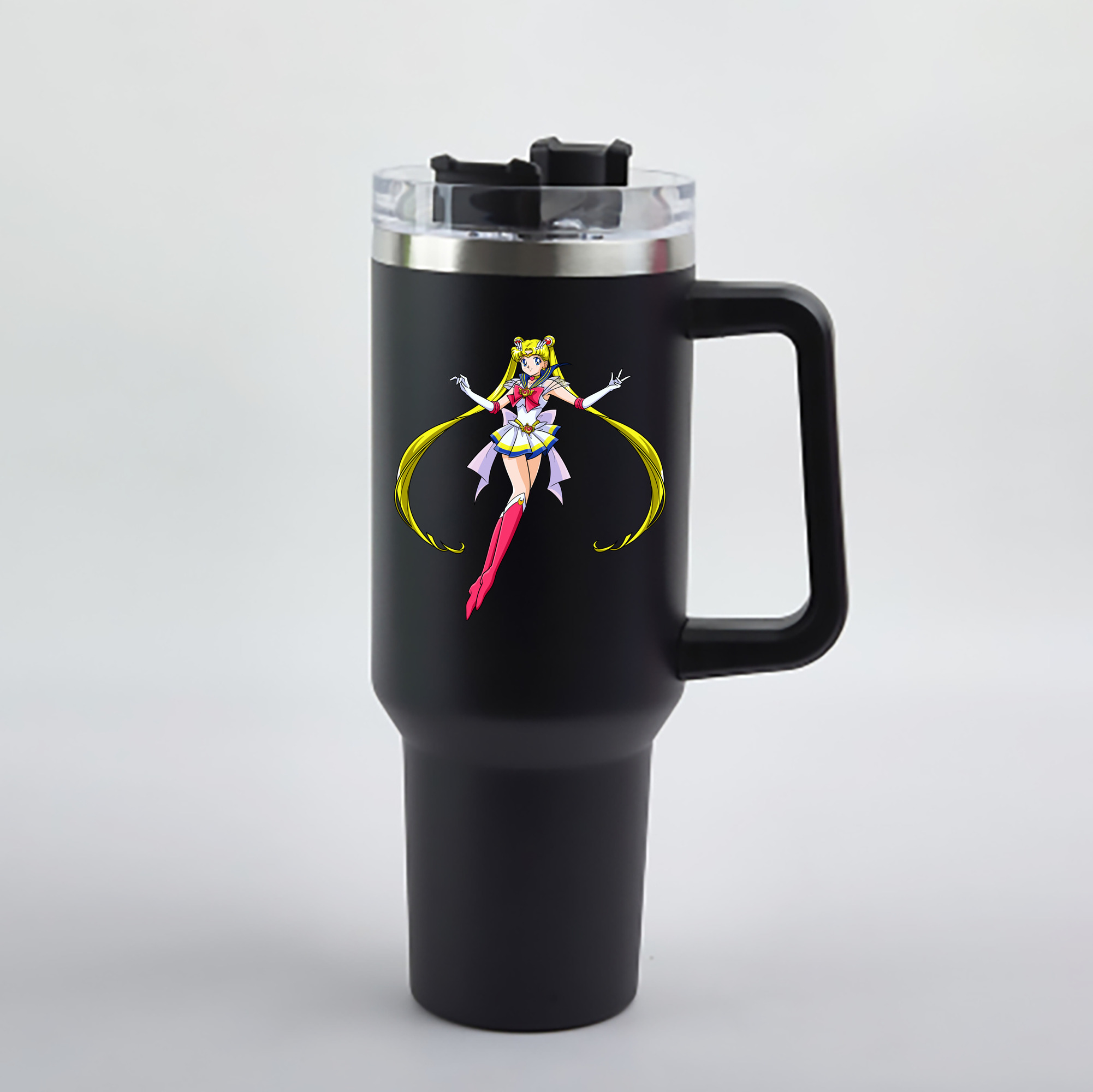 （画像用） 美少女戦士セーラームーン 月野 うさぎ つきの うさぎ Sailor Moon Tsukino Usagi 1200mL車用タンブラー - クリスタルステッカー（プラスチックストロー付き）