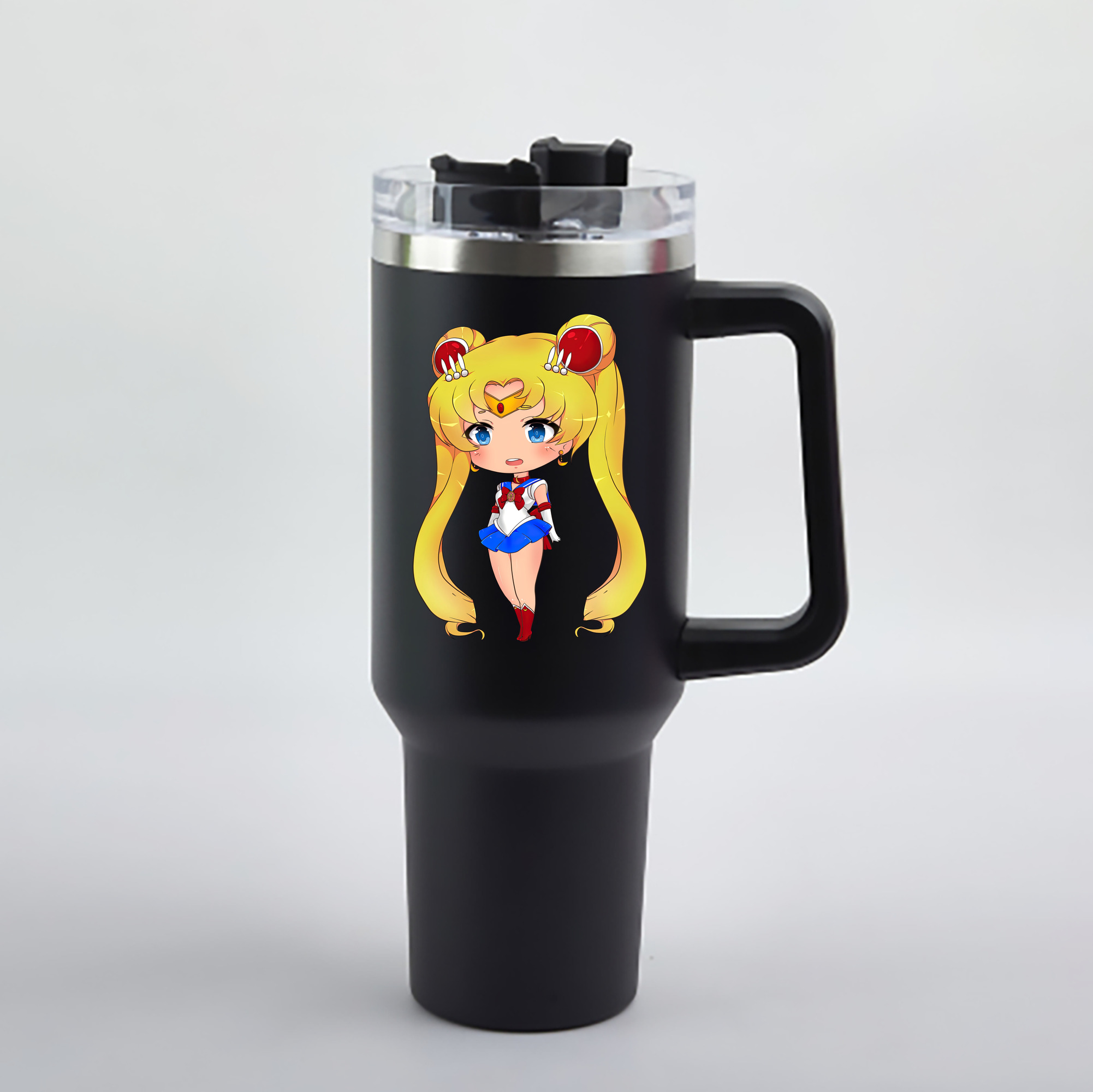（画像用） 美少女戦士セーラームーン 月野 うさぎ つきの うさぎ Sailor Moon Tsukino Usagi 1200mL車用タンブラー - クリスタルステッカー（プラスチックストロー付き）