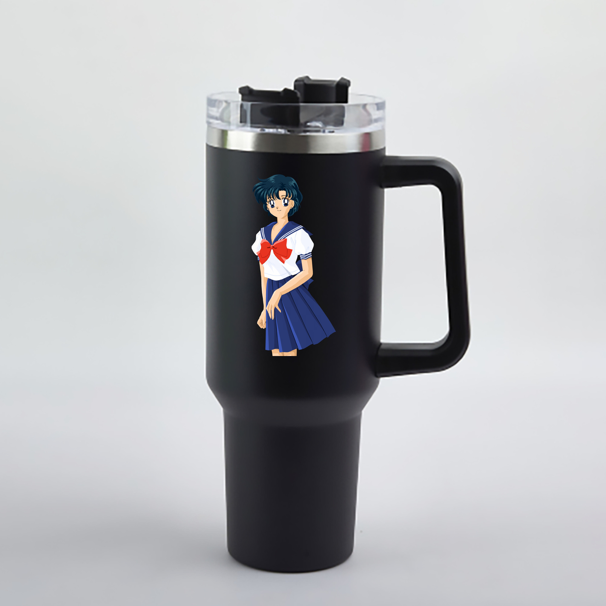 （画像用） 美少女戦士セーラームーン 水野 亜美 みずの あみ Sailor Moon Mizuno Ami 1200mL車用タンブラー - クリスタルステッカー（プラスチックストロー付き）