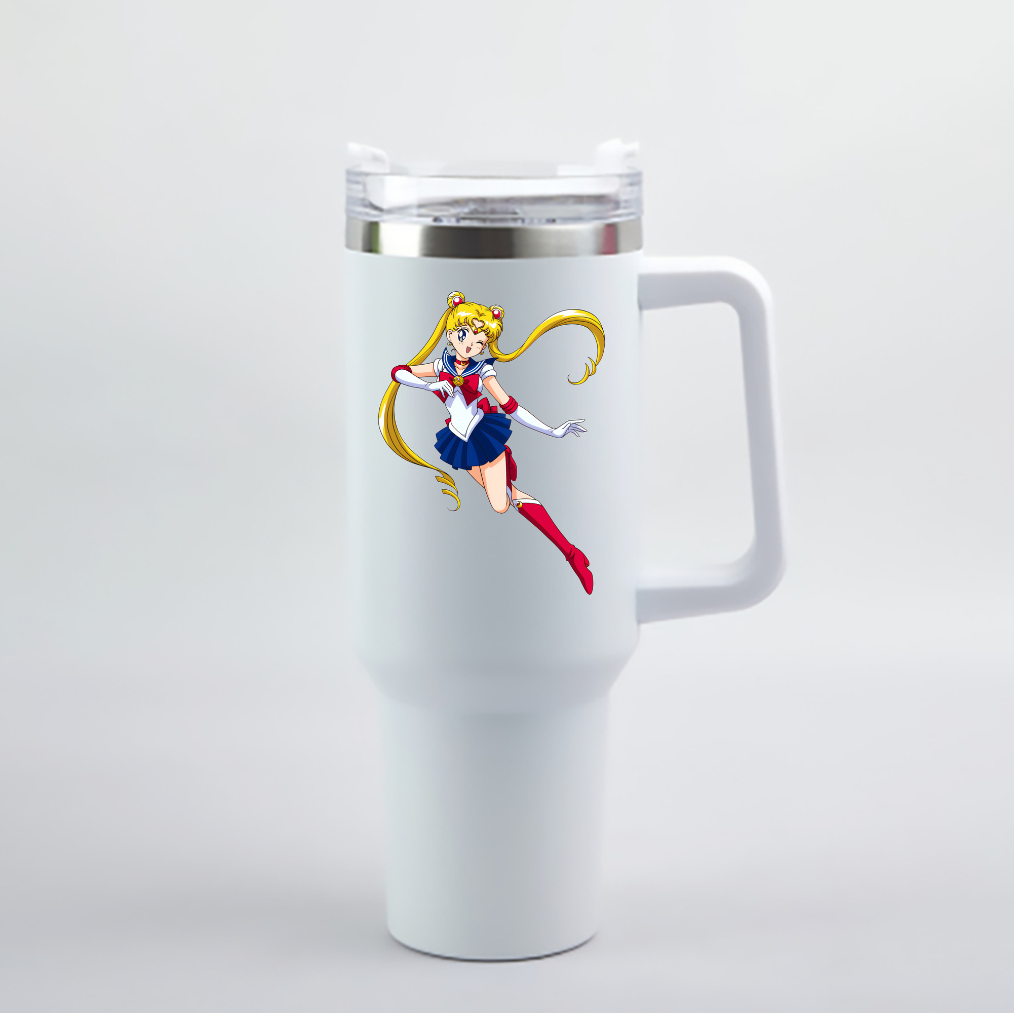 （画像用） 美少女戦士セーラームーン 月野 うさぎ つきの うさぎ Sailor Moon Tsukino Usagi 1200mL車用タンブラー - クリスタルステッカー（プラスチックストロー付き）