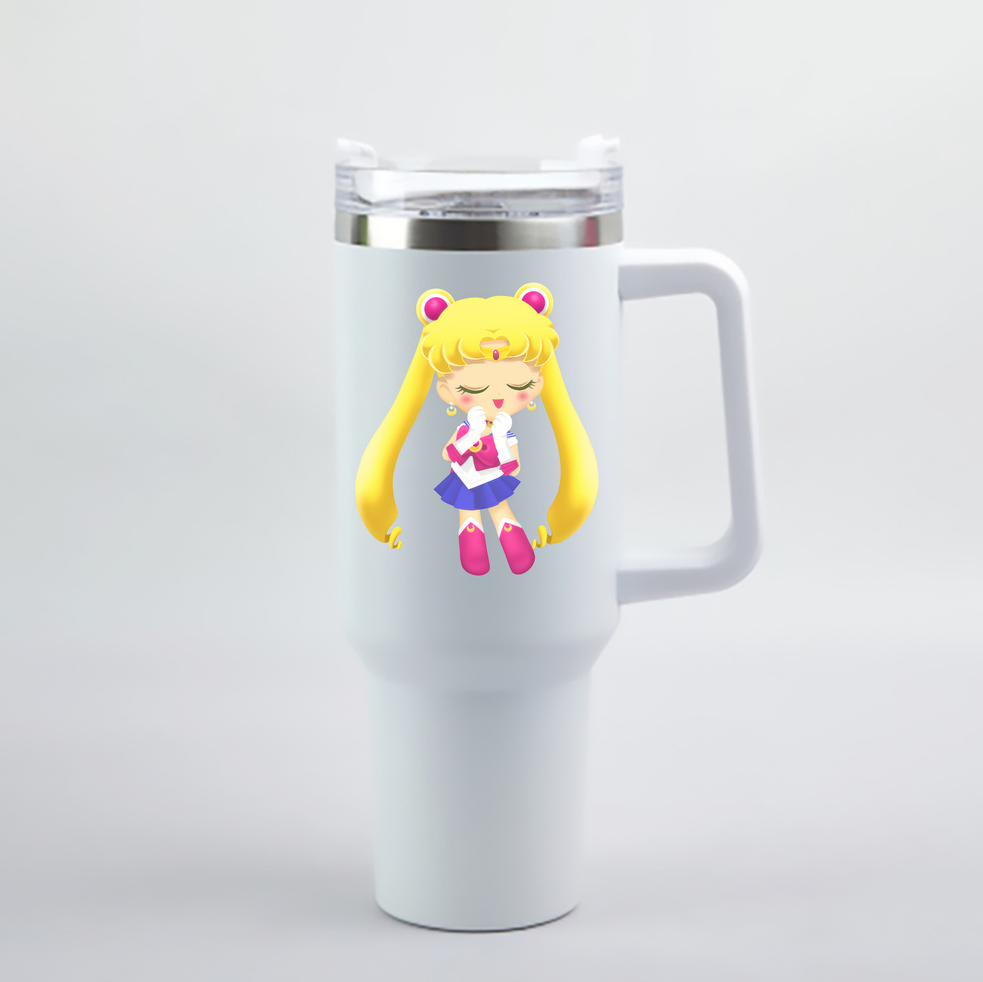（画像用） 美少女戦士セーラームーン 月野 うさぎ つきの うさぎ Sailor Moon Tsukino Usagi 1200mL車用タンブラー - クリスタルステッカー（プラスチックストロー付き）