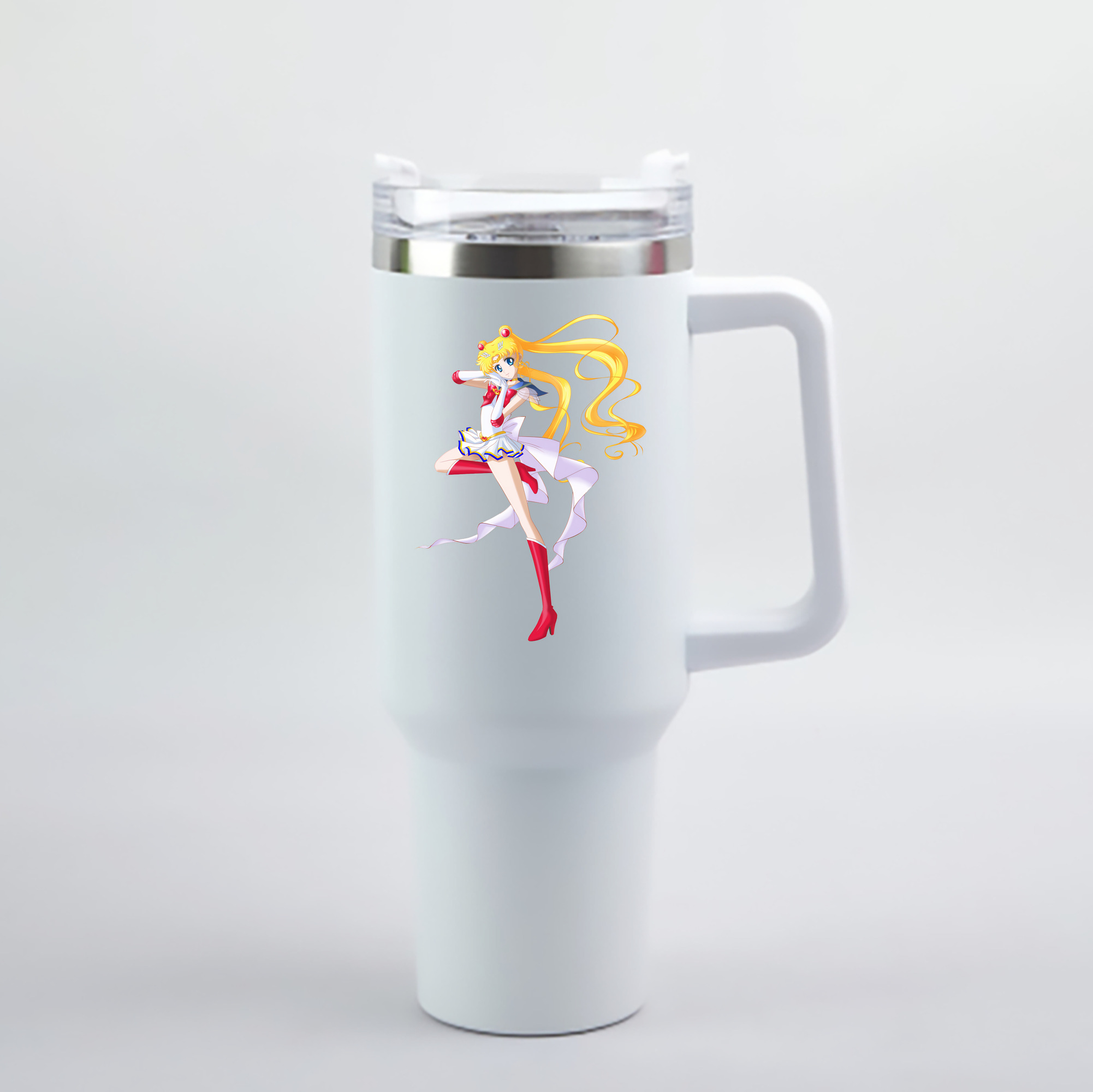 （画像用） 美少女戦士セーラームーン 月野 うさぎ つきの うさぎ Sailor Moon Tsukino Usagi 1200mL車用タンブラー - クリスタルステッカー（プラスチックストロー付き）