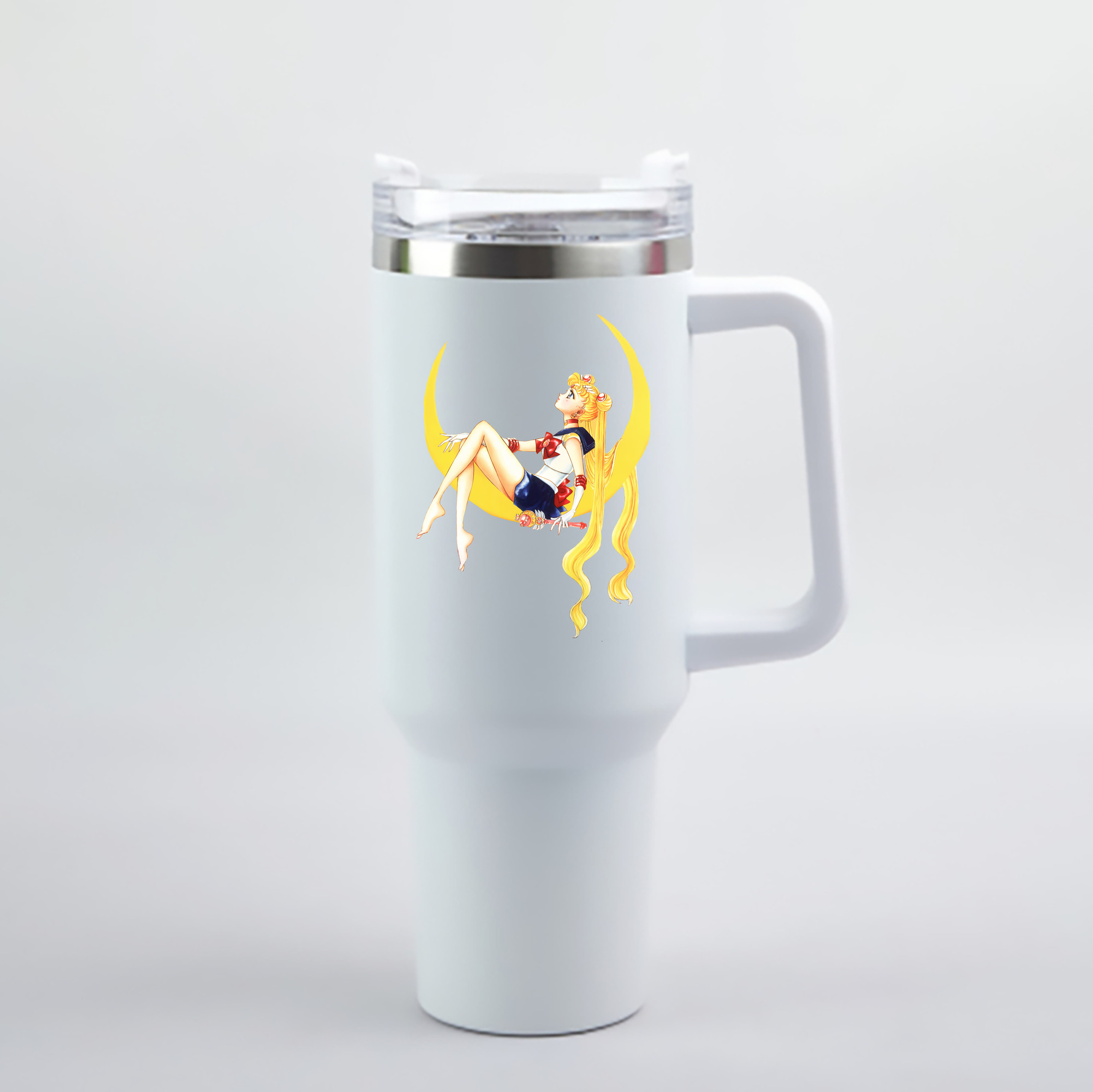 （画像用） 美少女戦士セーラームーン 月野 うさぎ つきの うさぎ Sailor Moon Tsukino Usagi 1200mL車用タンブラー - クリスタルステッカー（プラスチックストロー付き）