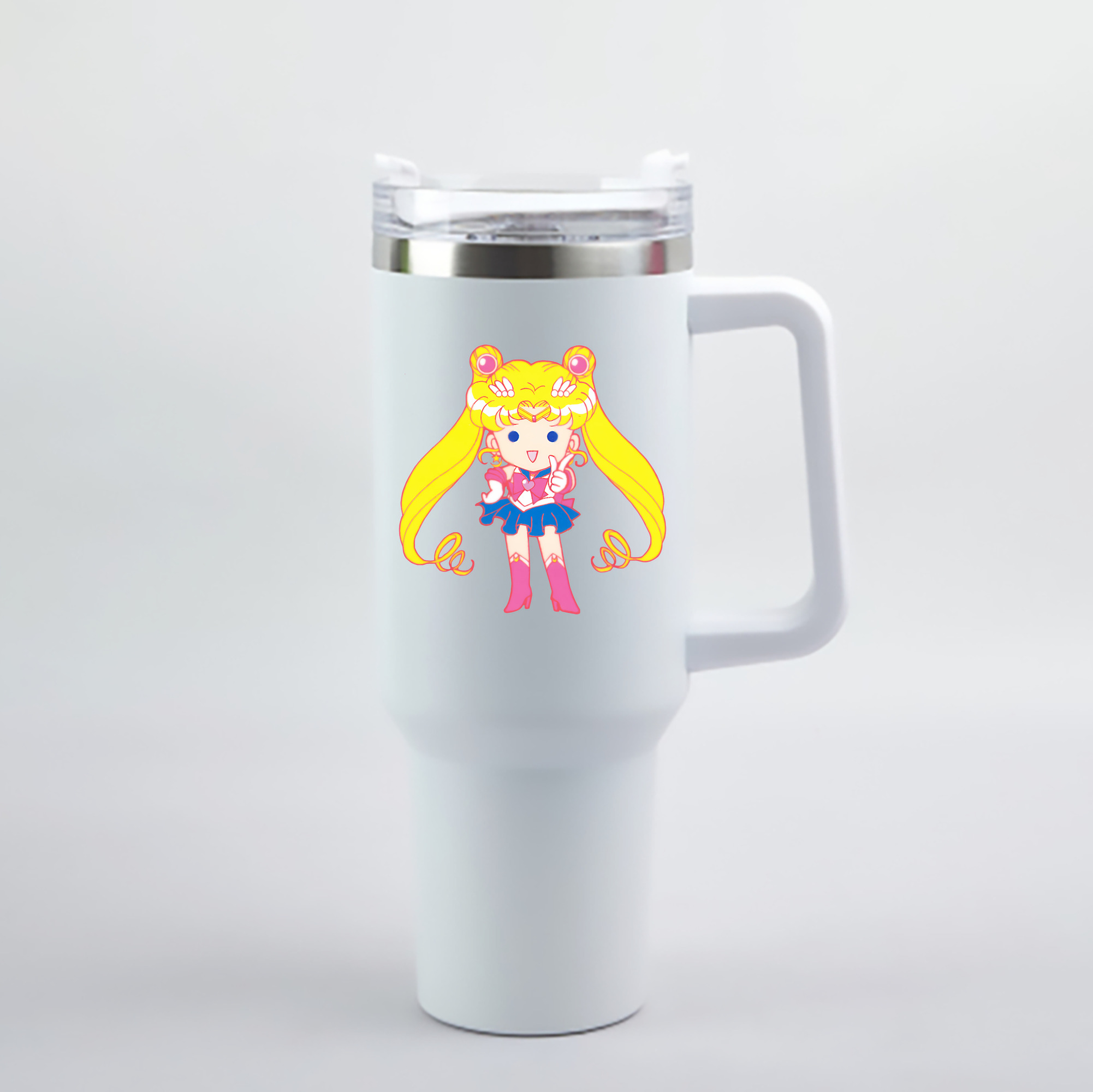 （画像用） 美少女戦士セーラームーン 月野 うさぎ つきの うさぎ Sailor Moon Tsukino Usagi 1200mL車用タンブラー - クリスタルステッカー（プラスチックストロー付き）