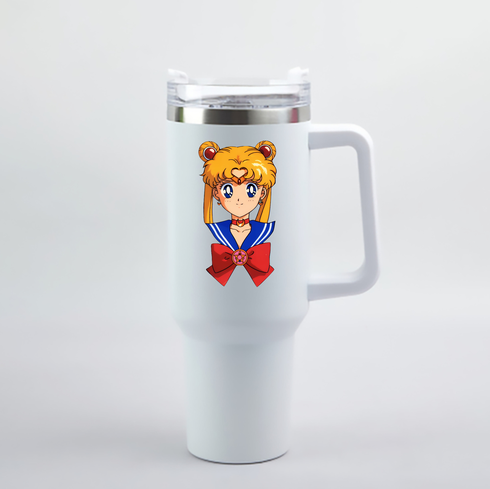 （画像用） 美少女戦士セーラームーン 月野 うさぎ つきの うさぎ Sailor Moon Tsukino Usagi 1200mL車用タンブラー - クリスタルステッカー（プラスチックストロー付き）