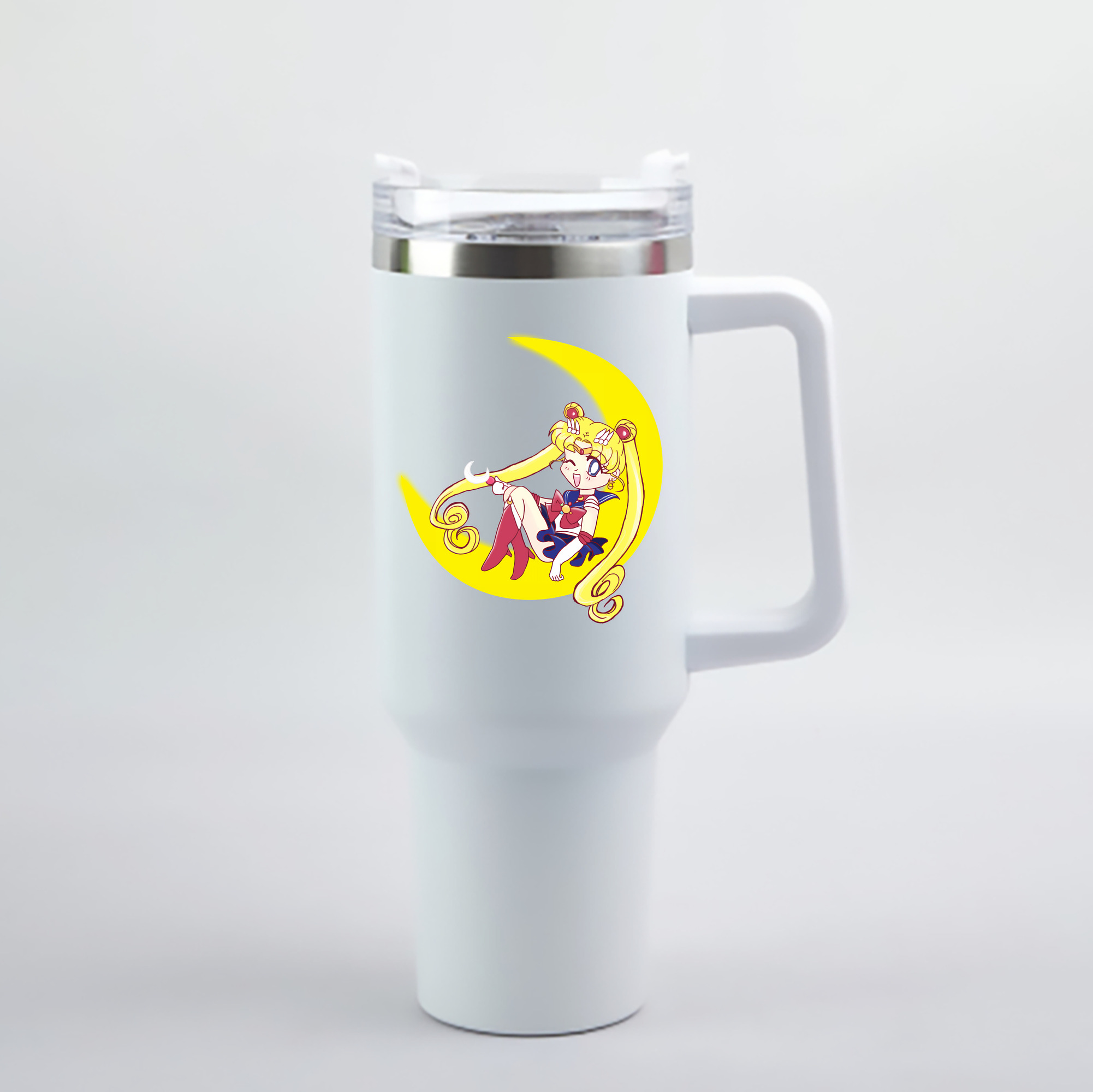 （画像用） 美少女戦士セーラームーン 月野 うさぎ つきの うさぎ Sailor Moon Tsukino Usagi 1200mL車用タンブラー - クリスタルステッカー（プラスチックストロー付き）