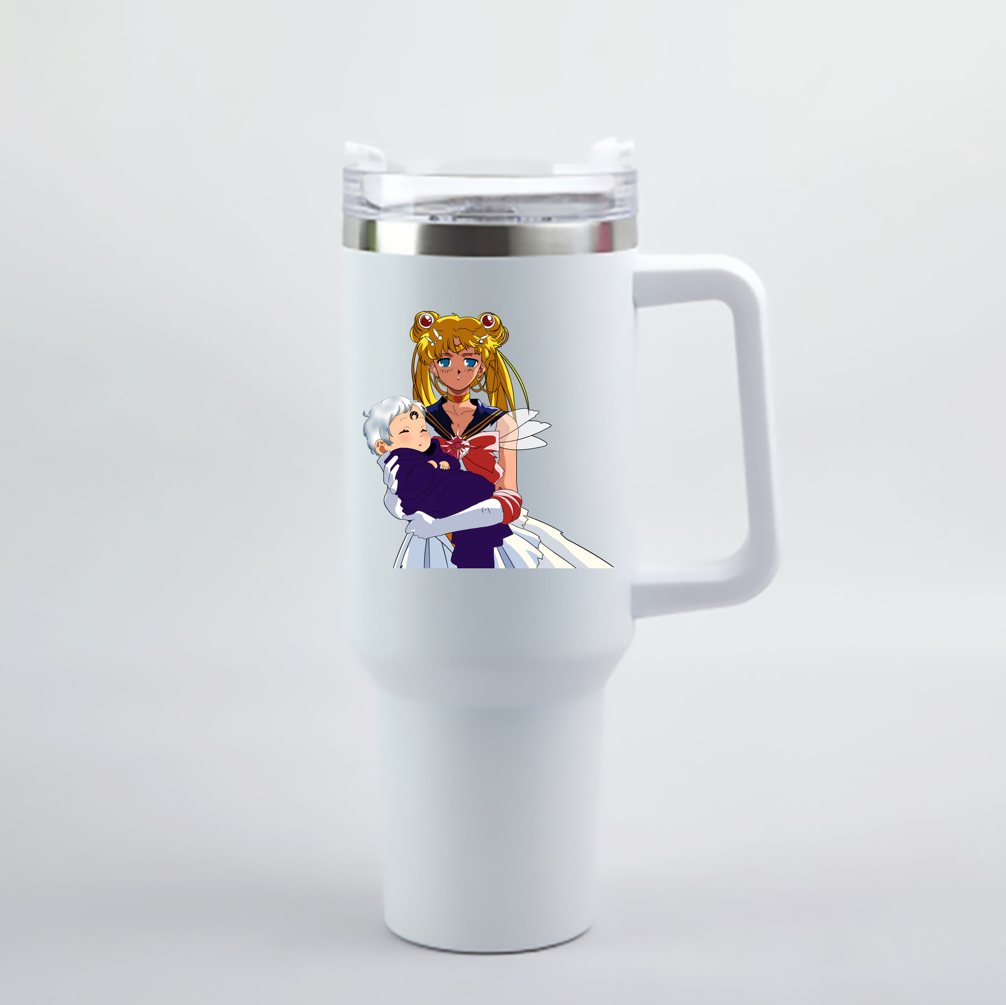 （画像用） 美少女戦士セーラームーン 月野 うさぎ つきの うさぎ Sailor Moon Tsukino Usagi 1200mL車用タンブラー - クリスタルステッカー（プラスチックストロー付き）