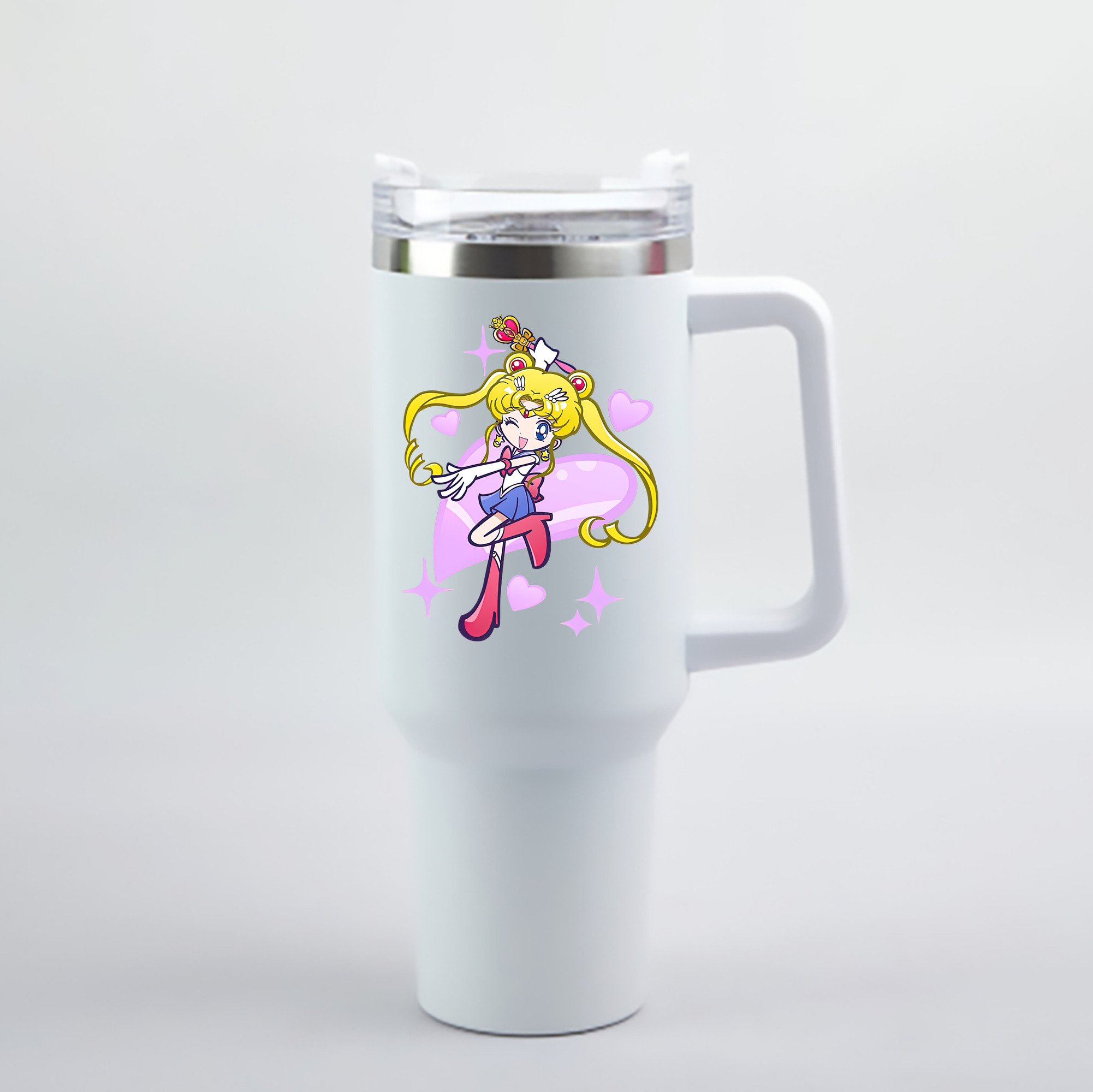 （画像用） 美少女戦士セーラームーン 月野 うさぎ つきの うさぎ Sailor Moon Tsukino Usagi 1200mL車用タンブラー - クリスタルステッカー（プラスチックストロー付き）