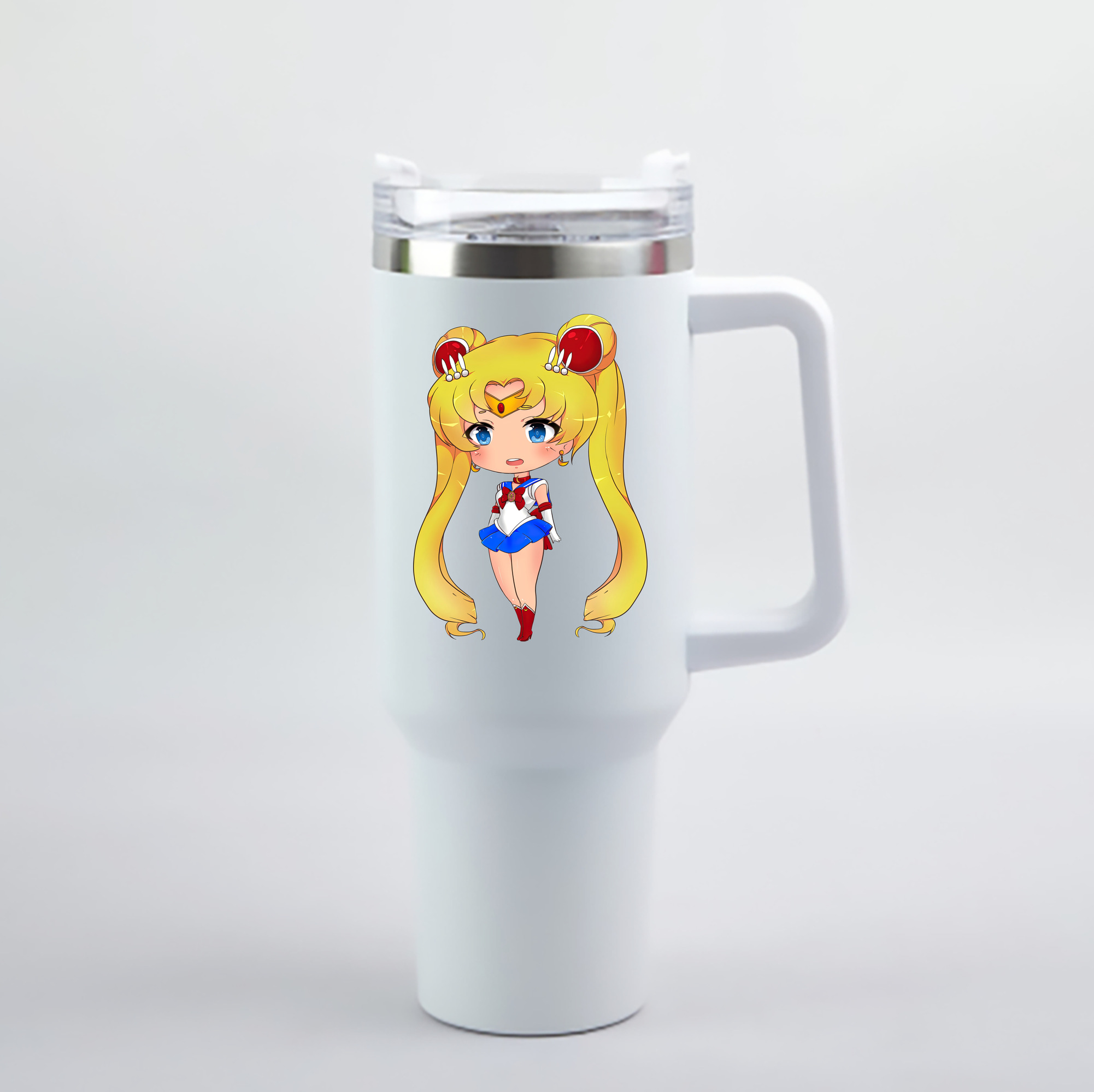 （画像用） 美少女戦士セーラームーン 月野 うさぎ つきの うさぎ Sailor Moon Tsukino Usagi 1200mL車用タンブラー - クリスタルステッカー（プラスチックストロー付き）