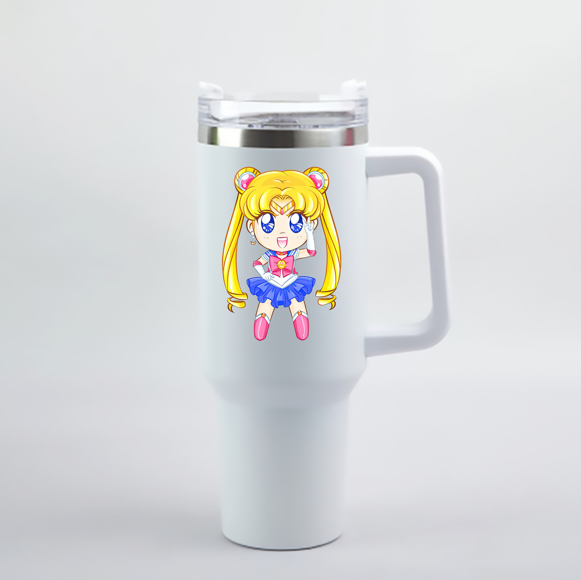 （画像用） 美少女戦士セーラームーン 月野 うさぎ つきの うさぎ Sailor Moon Tsukino Usagi 1200mL車用タンブラー - クリスタルステッカー（プラスチックストロー付き）