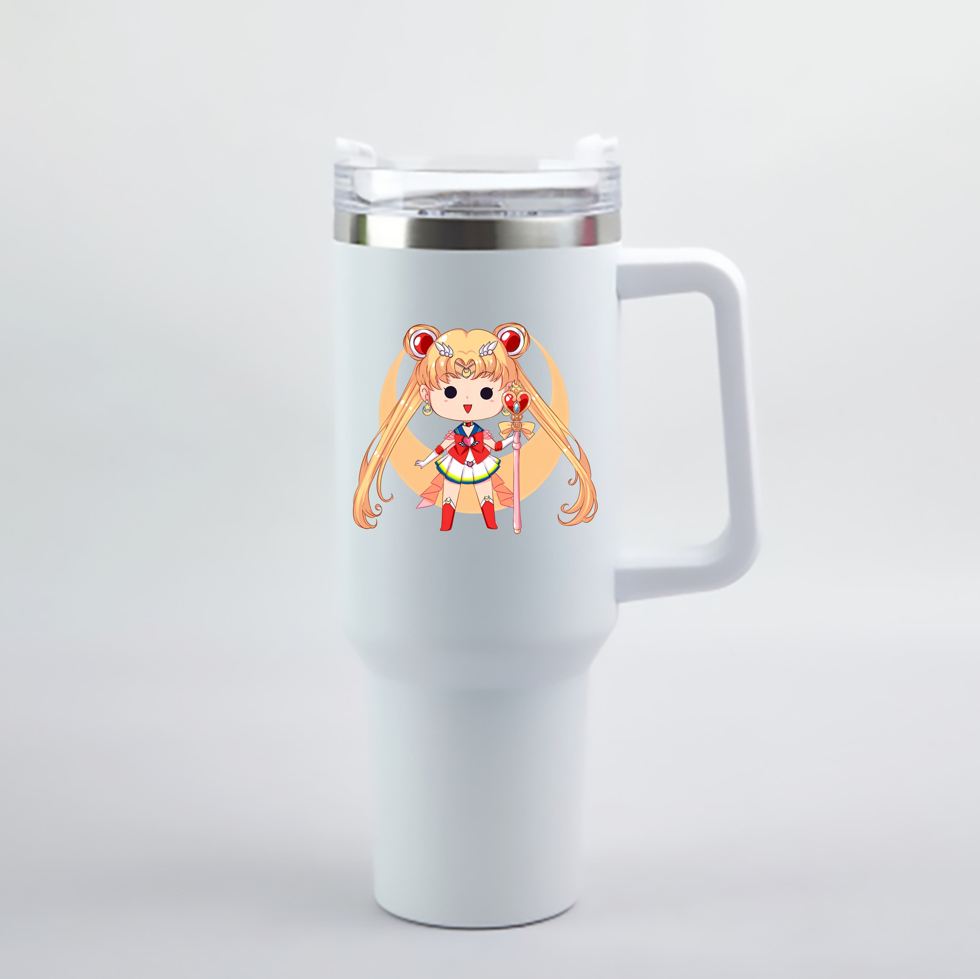 （画像用） 美少女戦士セーラームーン 月野 うさぎ つきの うさぎ Sailor Moon Tsukino Usagi 1200mL車用タンブラー - クリスタルステッカー（プラスチックストロー付き）