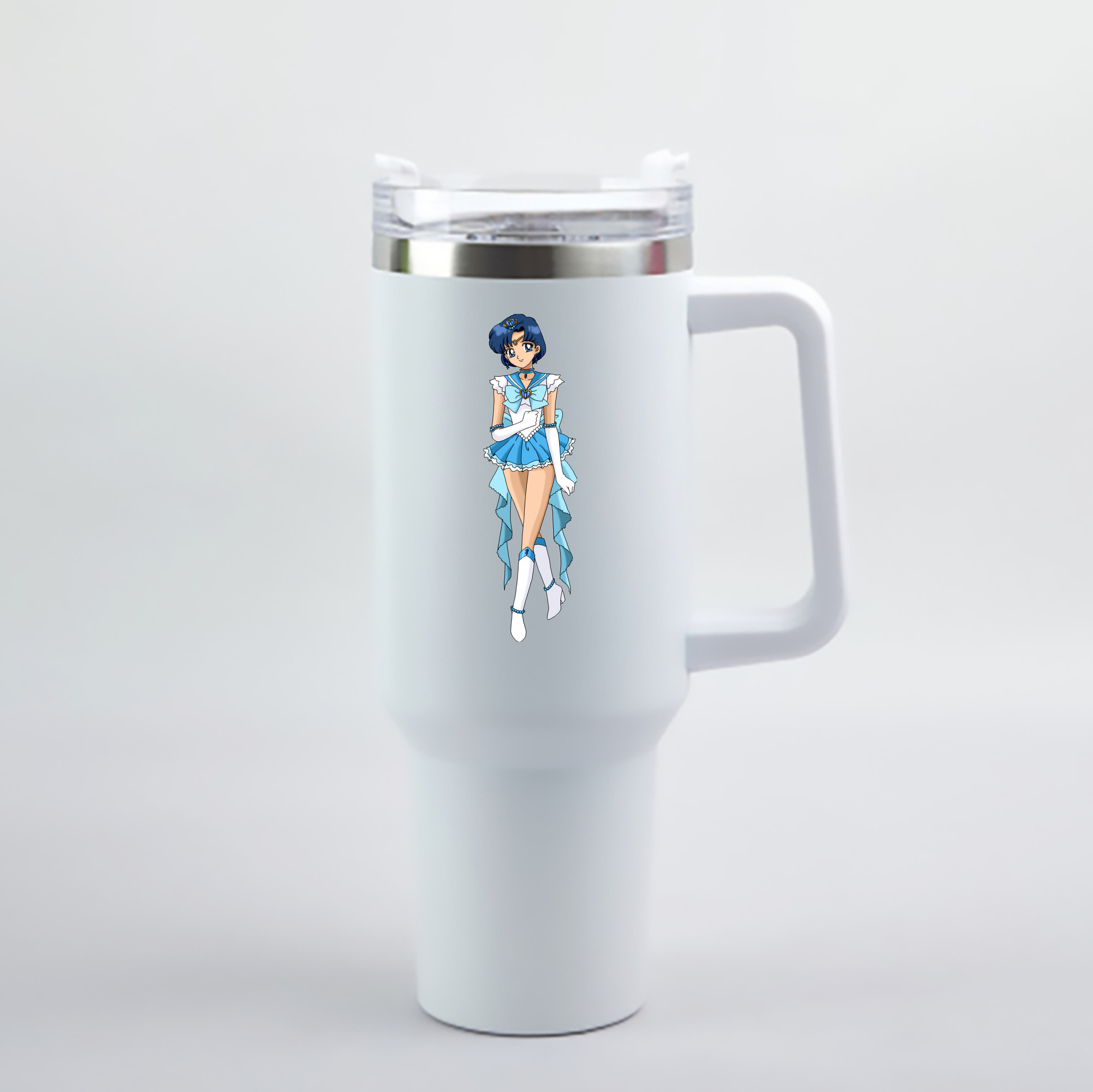 （画像用） 美少女戦士セーラームーン 水野 亜美 みずの あみ Sailor Moon Mizuno Ami 1200mL車用タンブラー - クリスタルステッカー（プラスチックストロー付き）