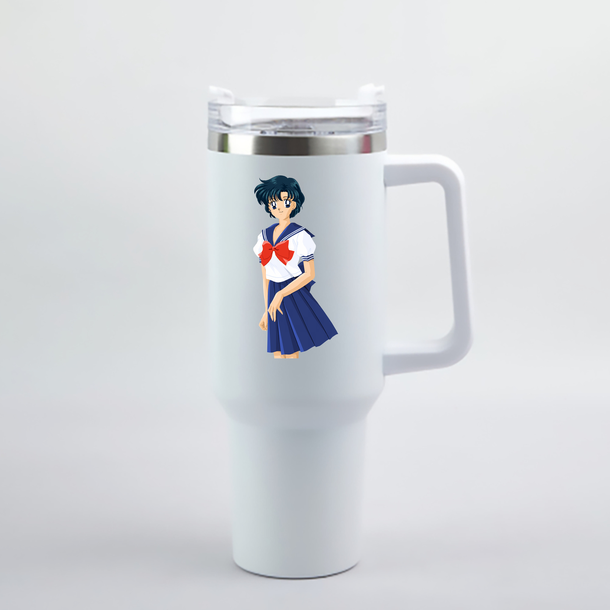 （画像用） 美少女戦士セーラームーン 水野 亜美 みずの あみ Sailor Moon Mizuno Ami 1200mL車用タンブラー - クリスタルステッカー（プラスチックストロー付き）