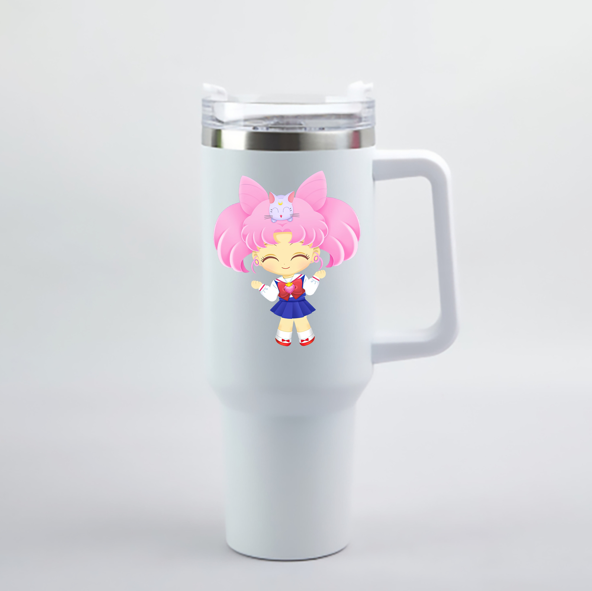 （画像用） 美少女戦士セーラームーン ちびうさ Sailor Moon Chibiusa Tsukino Usagi Small Lady Serenity 1200mL車用タンブラー - クリスタルステッカー（プラスチックストロー付き）