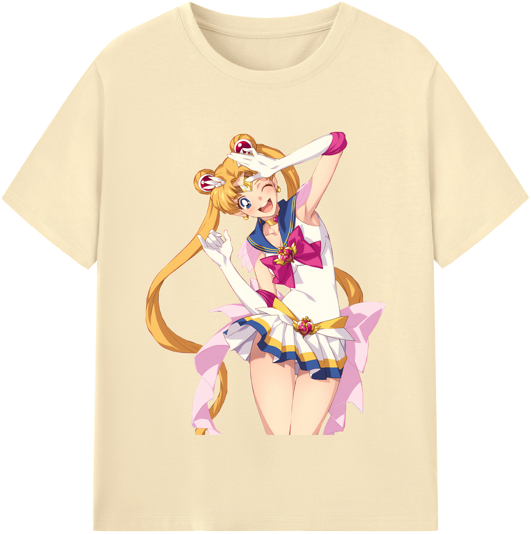 （画像用） 美少女戦士セーラームーン 月野 うさぎ つきの うさぎ Sailor Moon Tsukino Usagi 綿100％半袖Tシャツ（フロントプリント）
