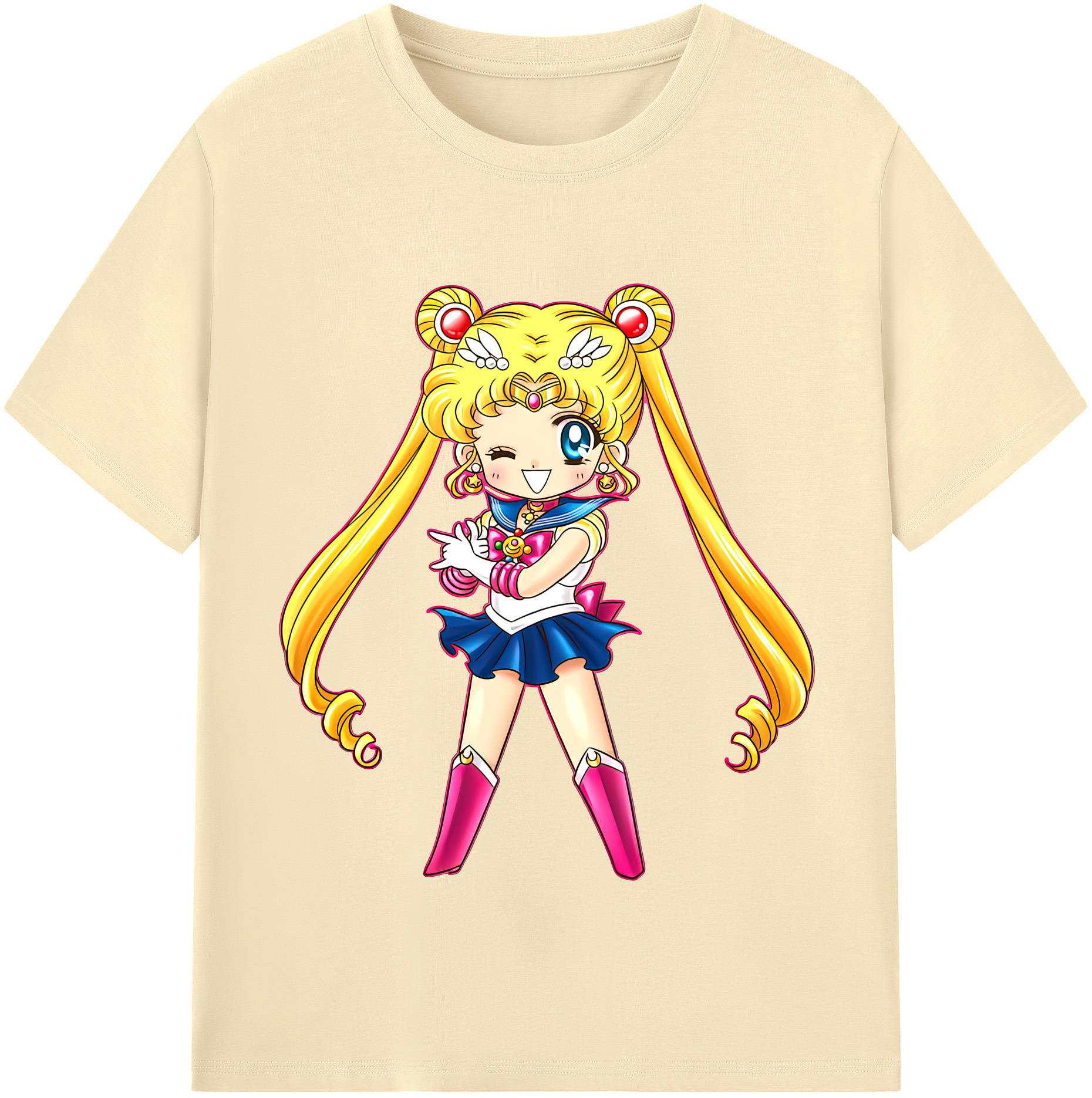 （画像用） 美少女戦士セーラームーン 月野 うさぎ つきの うさぎ Sailor Moon Tsukino Usagi 綿100％半袖Tシャツ（フロントプリント）