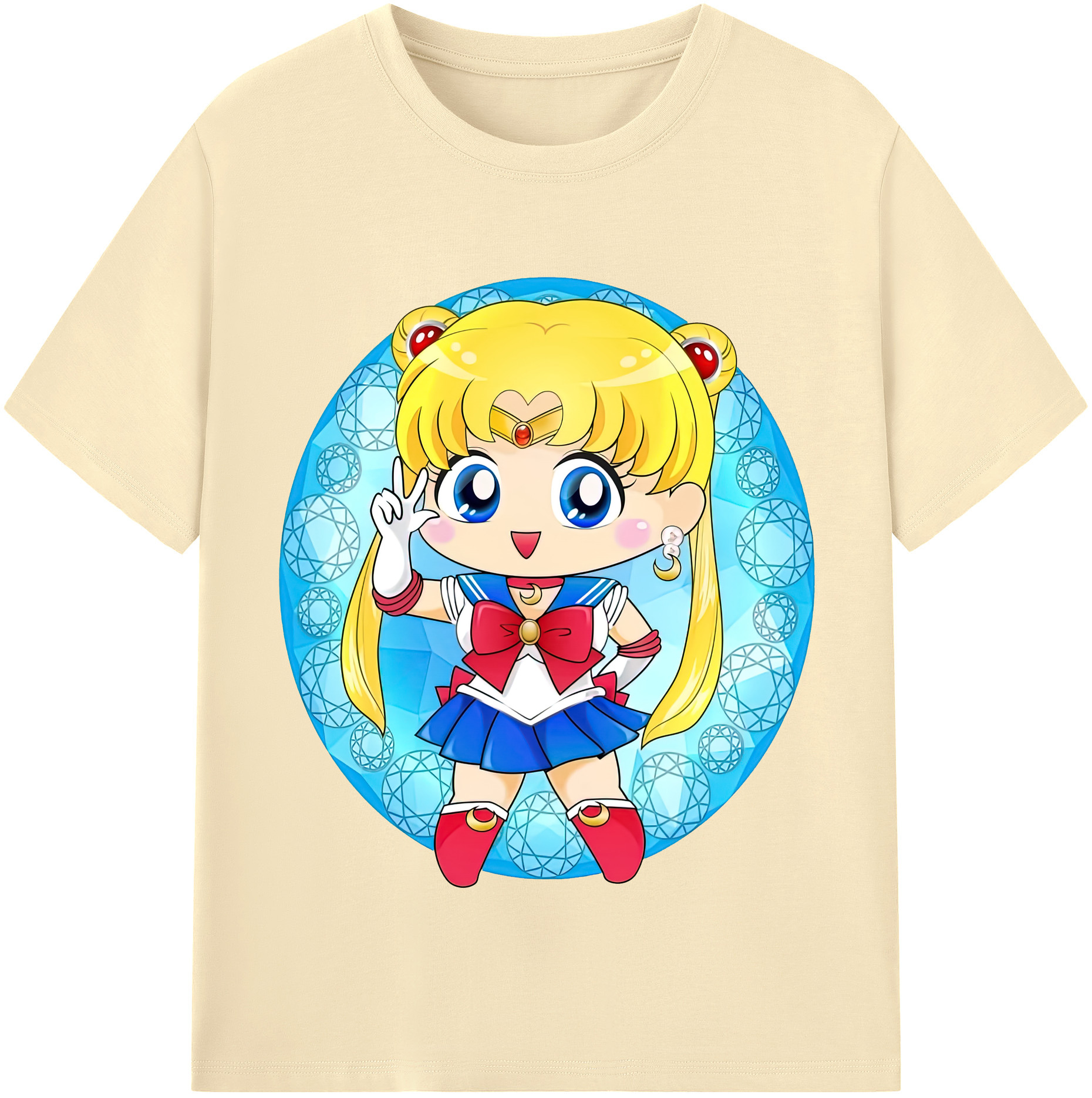 （画像用） 美少女戦士セーラームーン 月野 うさぎ つきの うさぎ Sailor Moon Tsukino Usagi 綿100％半袖Tシャツ（フロントプリント）