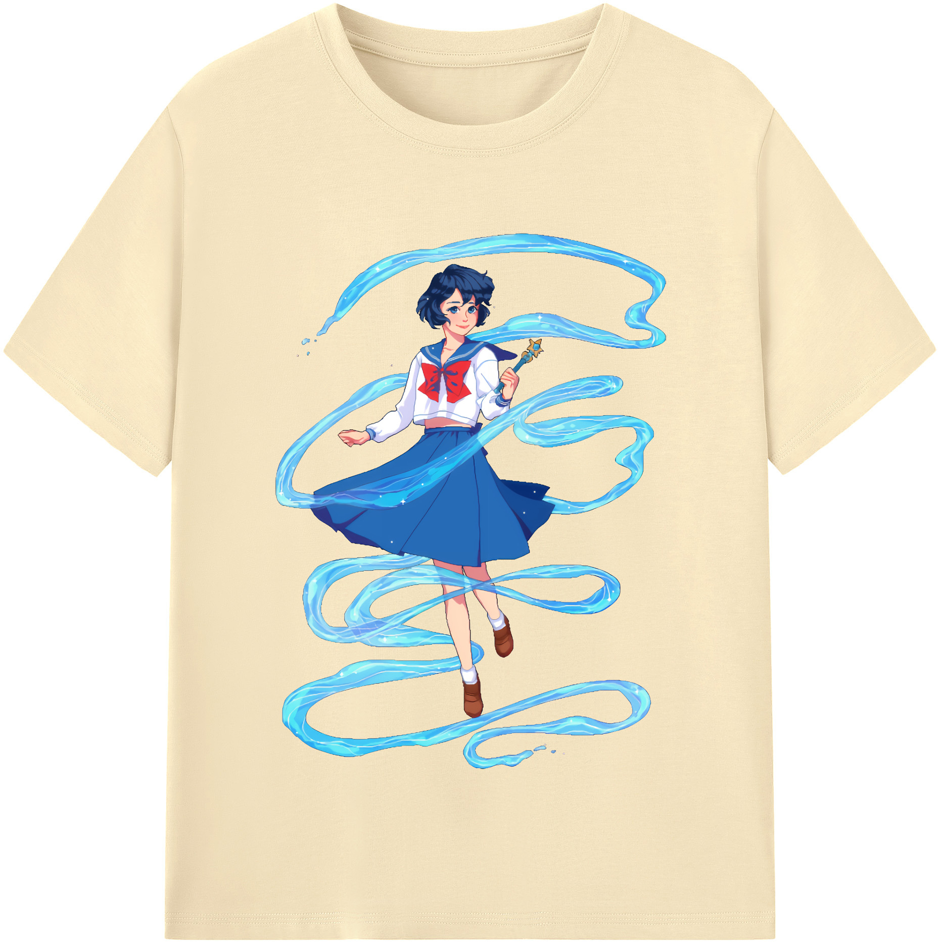（画像用） 美少女戦士セーラームーン 水野 亜美 みずの あみ Sailor Moon Mizuno Ami 綿100％半袖Tシャツ（フロントプリント）