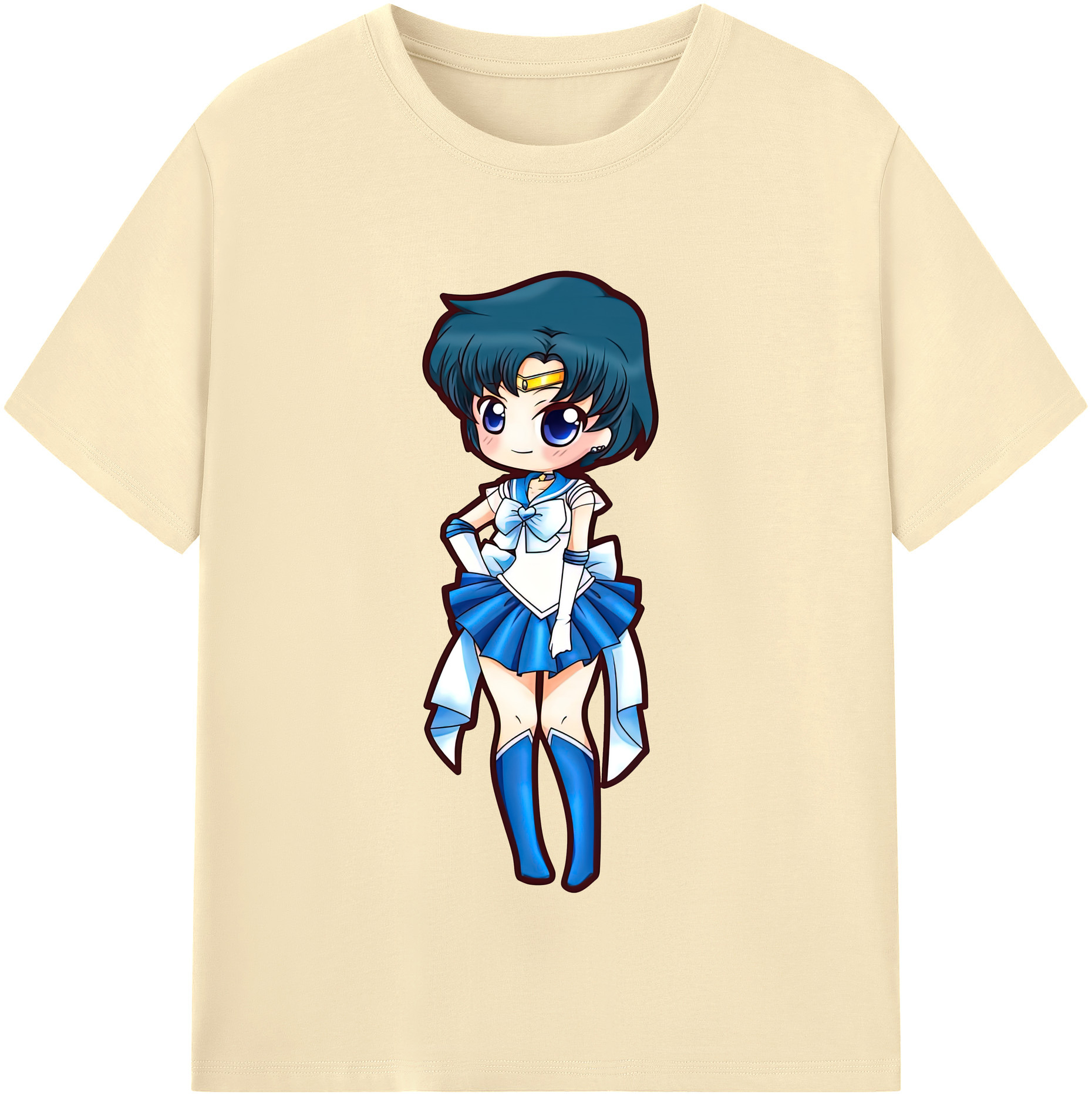 （画像用） 美少女戦士セーラームーン 水野 亜美 みずの あみ Sailor Moon Mizuno Ami 綿100％半袖Tシャツ（フロントプリント）