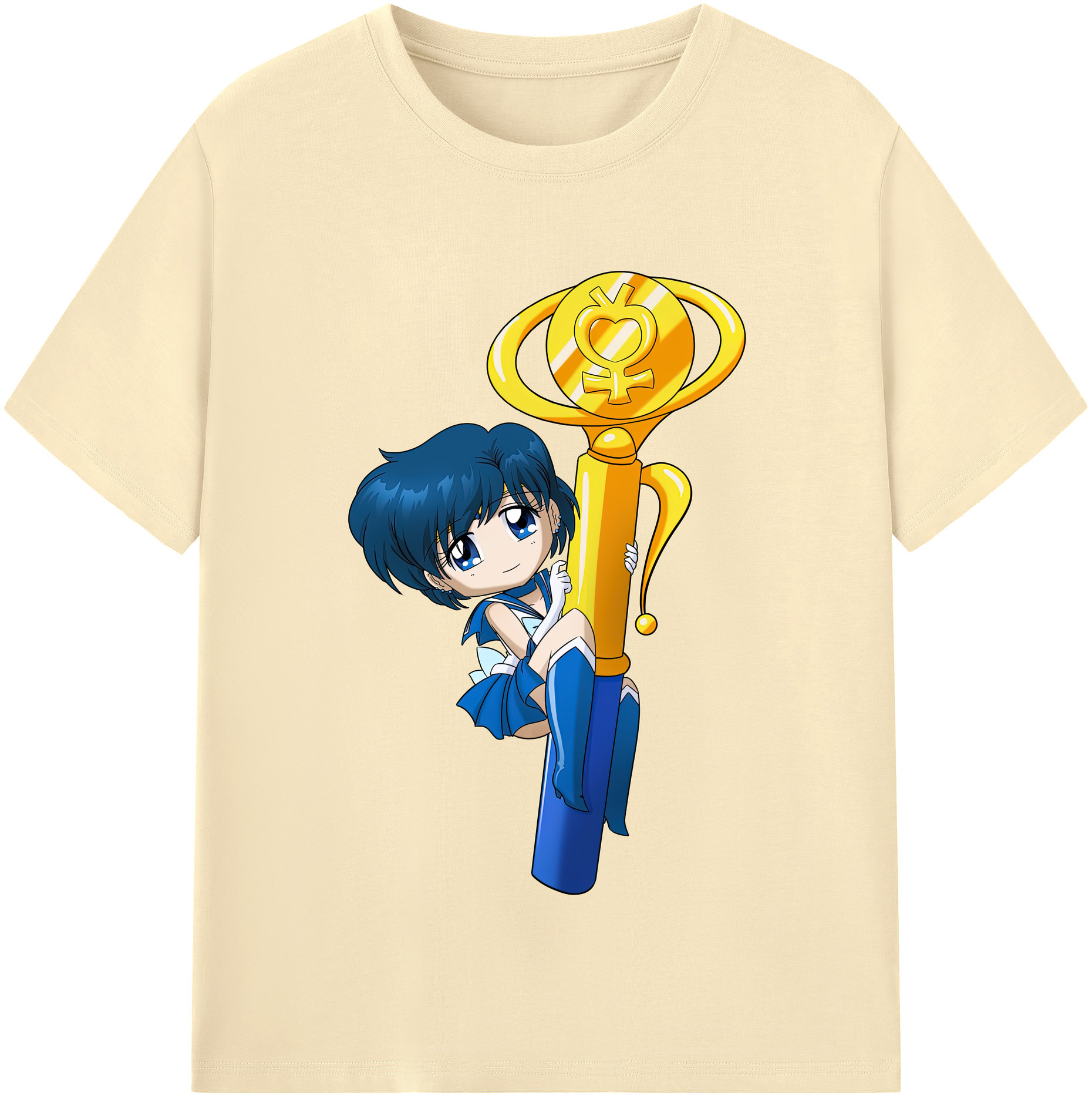 （画像用） 美少女戦士セーラームーン 水野 亜美 みずの あみ Sailor Moon Mizuno Ami 綿100％半袖Tシャツ（フロントプリント）