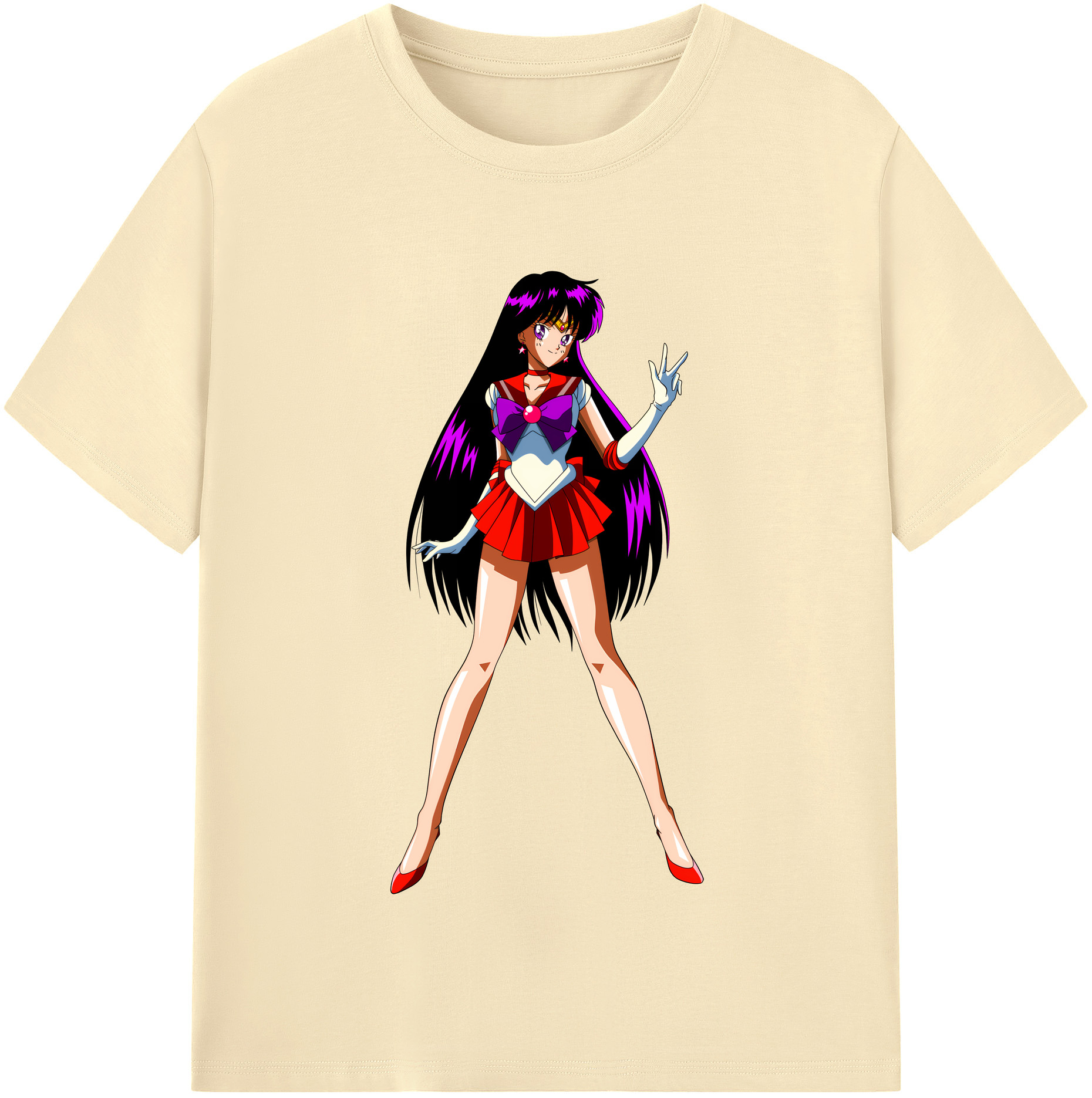 （画像用） 美少女戦士セーラームーン 火野レイ ひの レイ Sailor Moon Hino Rei （セーラーマーズ,Sailor Mars） 綿100％半袖Tシャツ（フロントプリント）