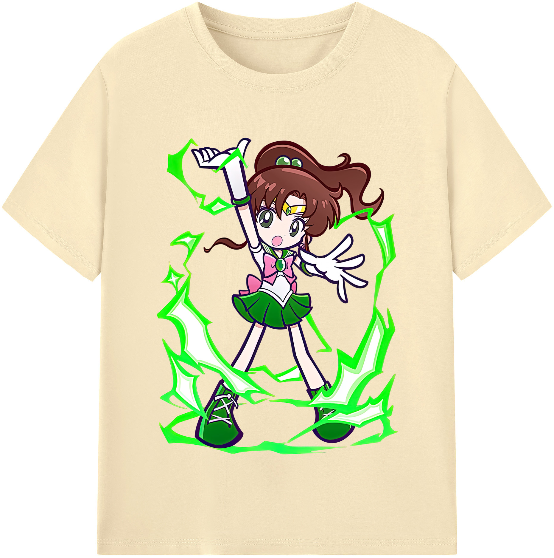 （画像用） 美少女戦士セーラームーン 木野 まこと きの まこと Sailor Moon Kino Makoto （セーラージュピター；Sailor Jupiter） 綿100％半袖Tシャツ（フロントプリント）