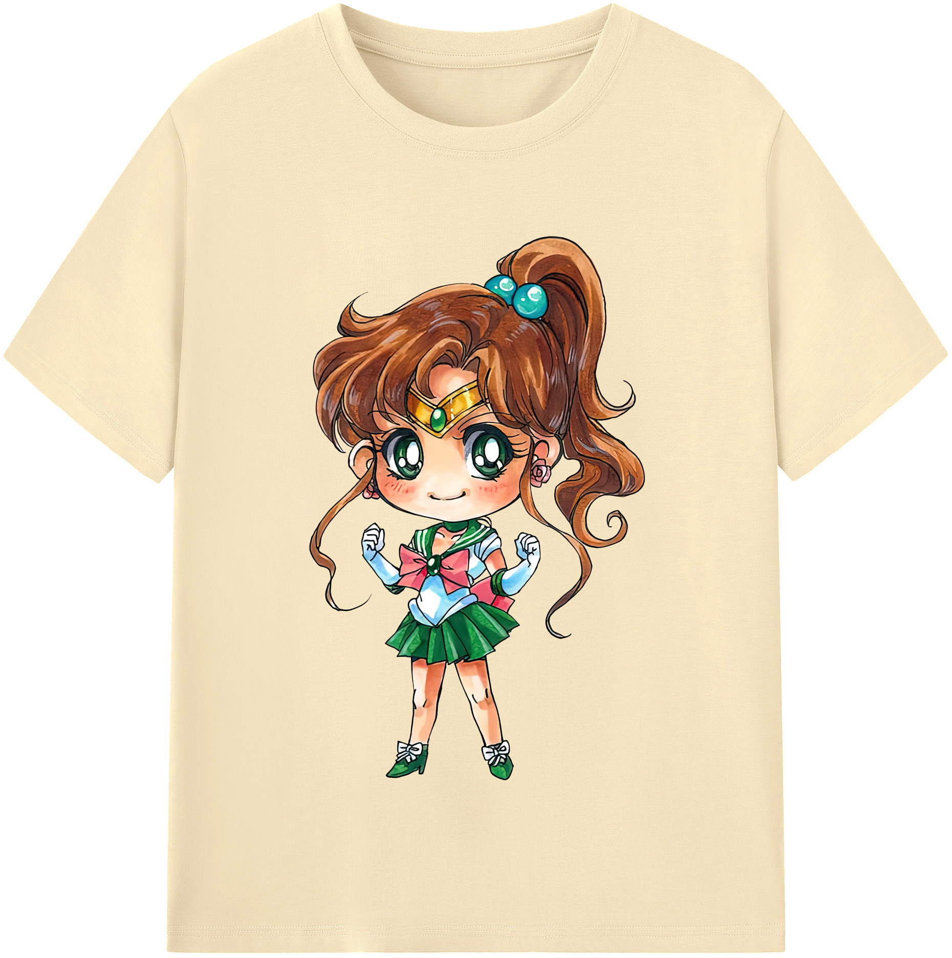 （画像用） 美少女戦士セーラームーン 木野 まこと きの まこと Sailor Moon Kino Makoto （セーラージュピター；Sailor Jupiter） 綿100％半袖Tシャツ（フロントプリント）