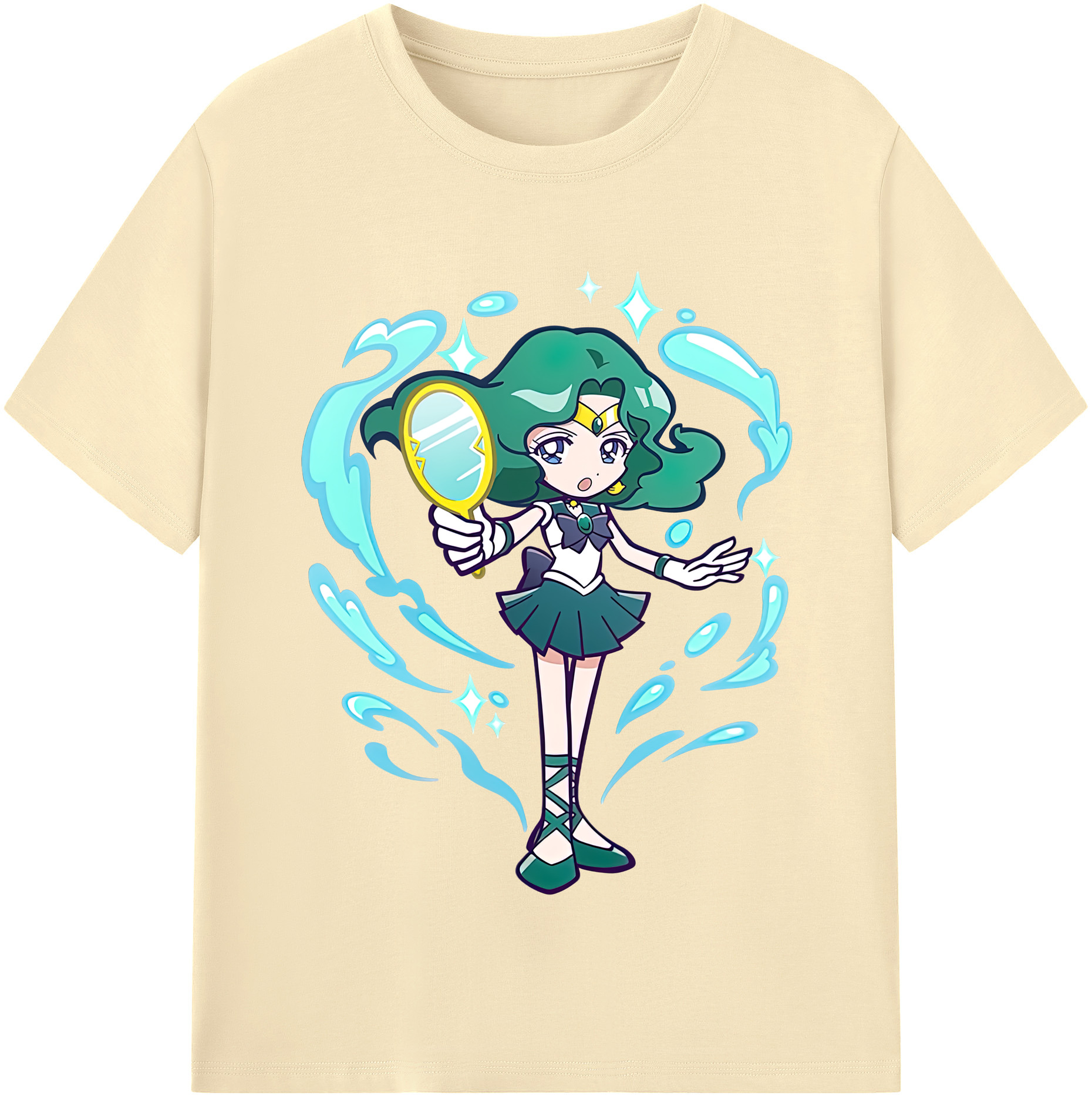 （画像用） 美少女戦士セーラームーン 海王 みちる（かいおう みちる） Sailor Moon Kaiou Michiru 綿100％半袖Tシャツ（フロントプリント）