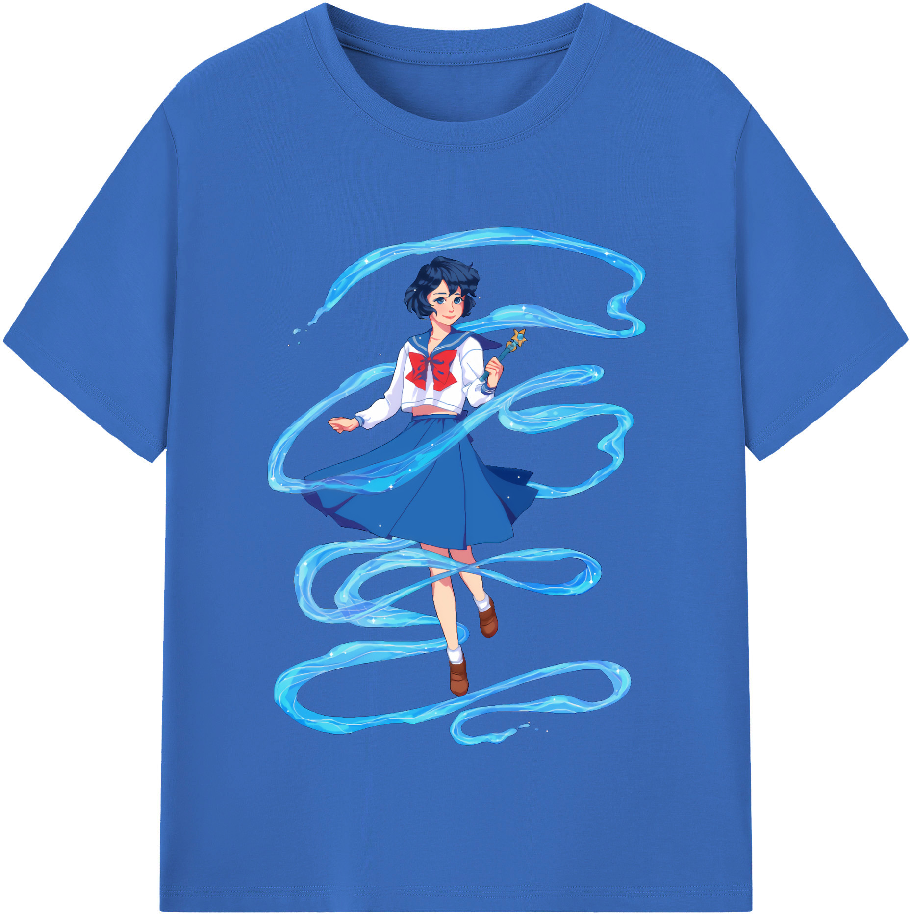 （画像用） 美少女戦士セーラームーン 水野 亜美 みずの あみ Sailor Moon Mizuno Ami 綿100％半袖Tシャツ（フロントプリント）