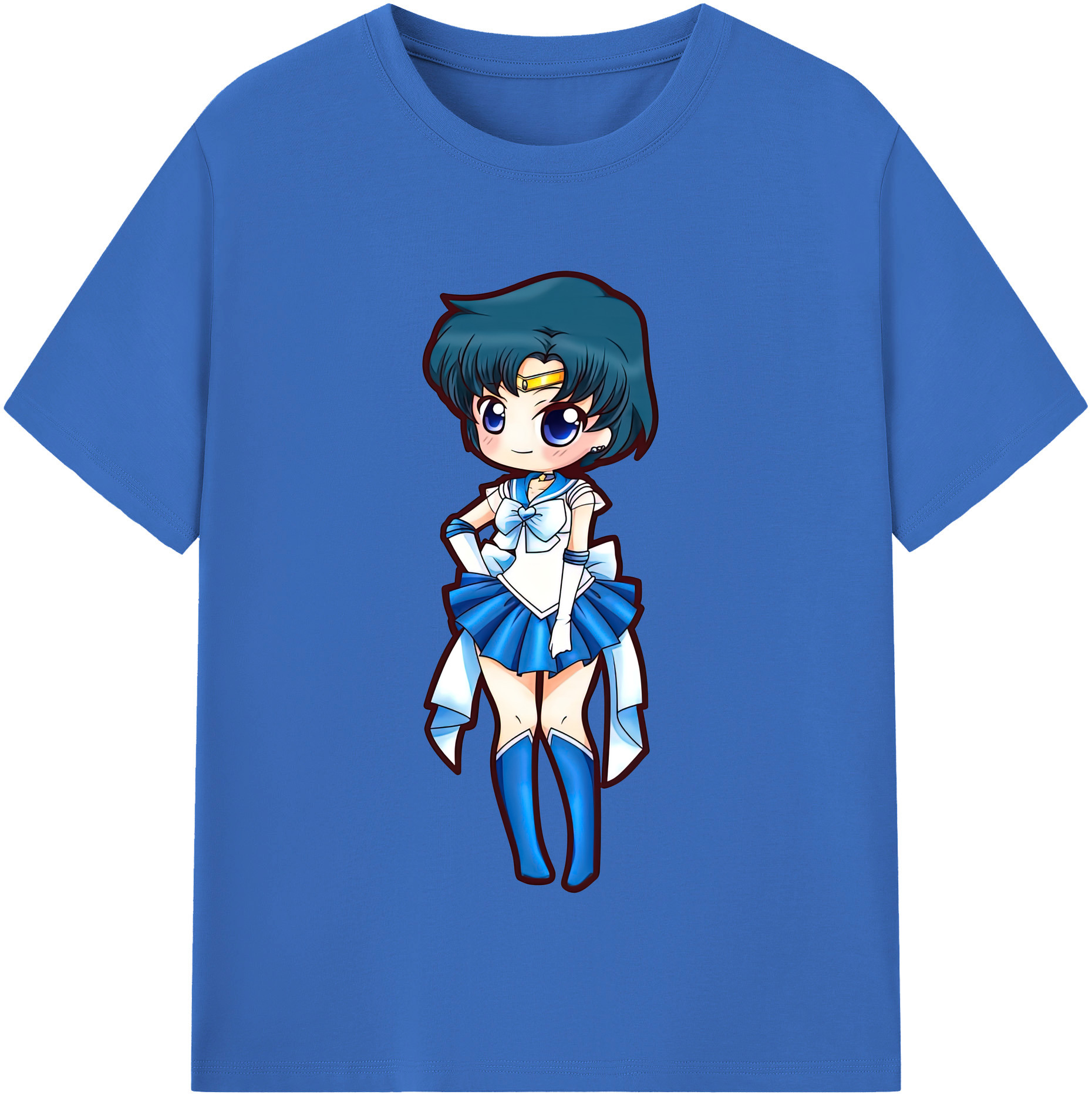 （画像用） 美少女戦士セーラームーン 水野 亜美 みずの あみ Sailor Moon Mizuno Ami 綿100％半袖Tシャツ（フロントプリント）