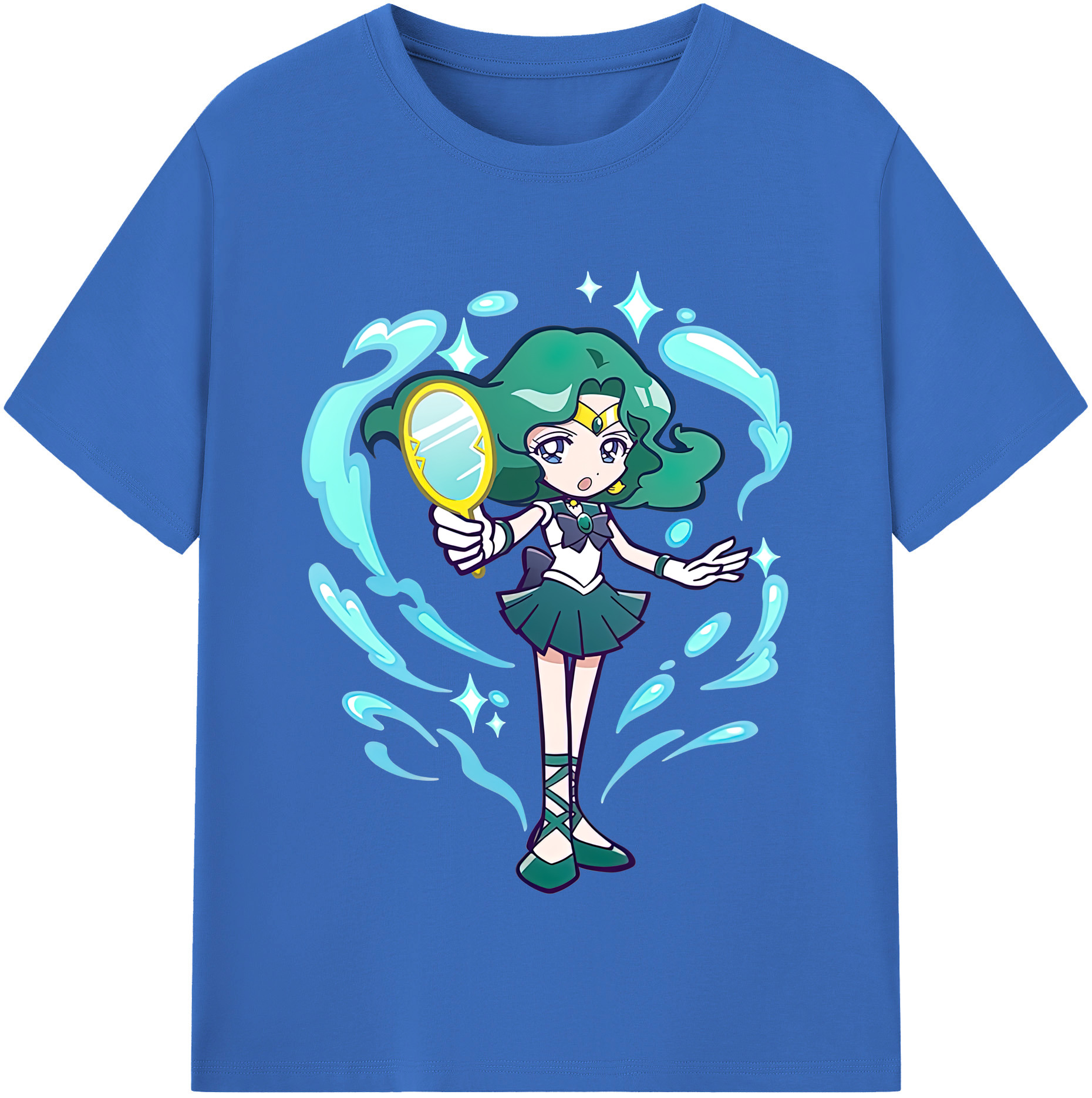 （画像用） 美少女戦士セーラームーン 海王 みちる（かいおう みちる） Sailor Moon Kaiou Michiru 綿100％半袖Tシャツ（フロントプリント）