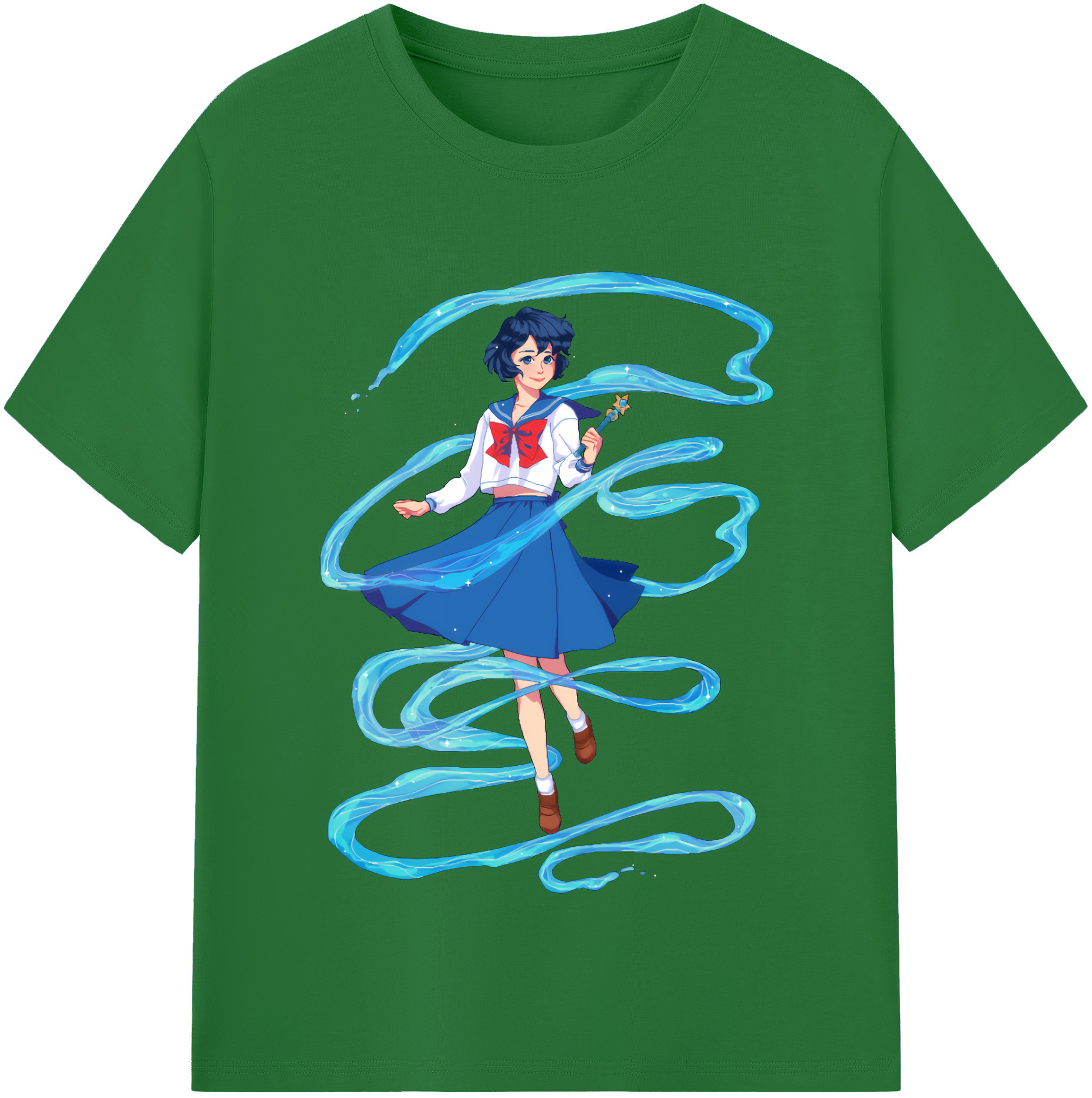 （画像用） 美少女戦士セーラームーン 水野 亜美 みずの あみ Sailor Moon Mizuno Ami 綿100％半袖Tシャツ（フロントプリント）