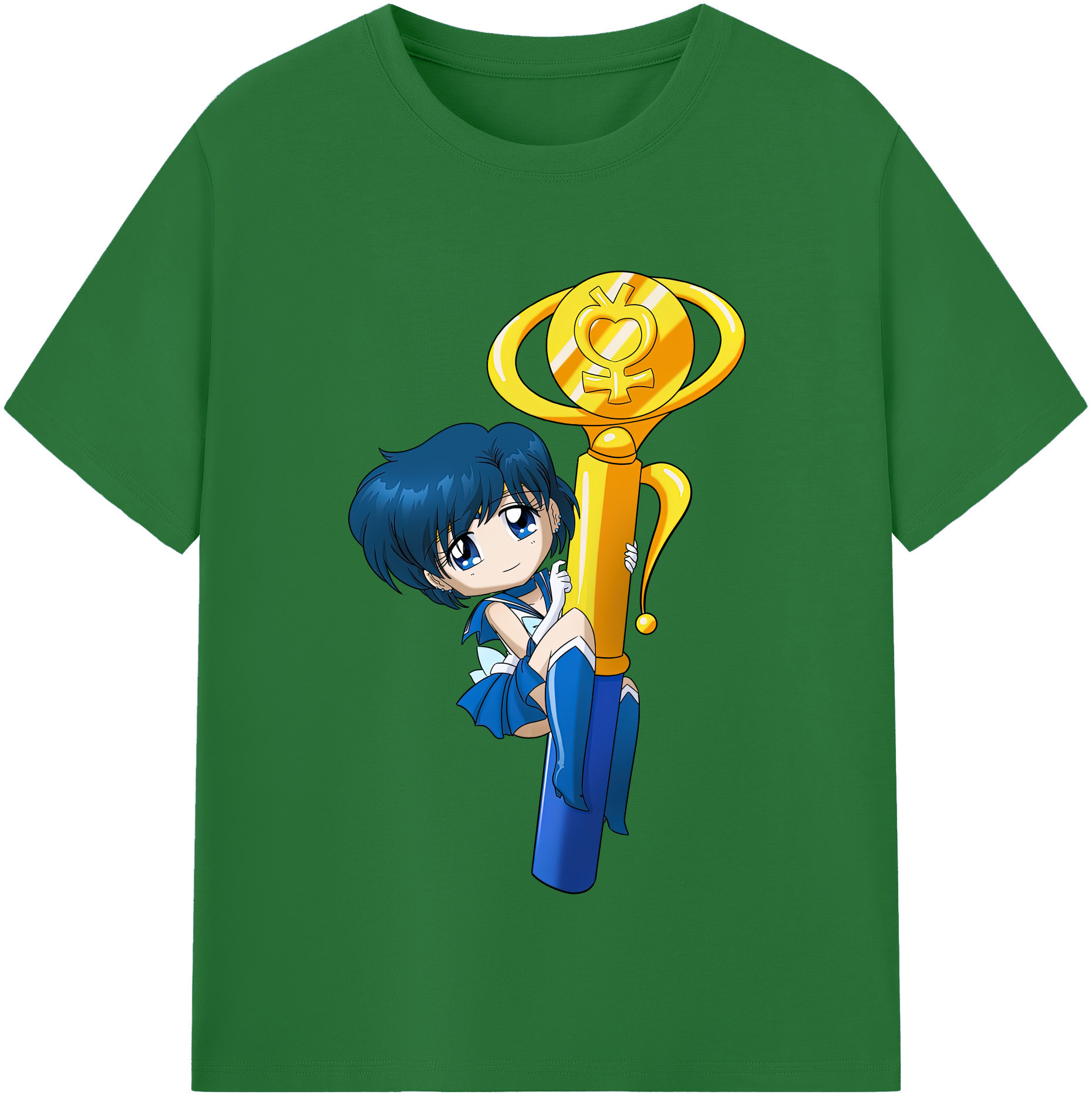 （画像用） 美少女戦士セーラームーン 水野 亜美 みずの あみ Sailor Moon Mizuno Ami 綿100％半袖Tシャツ（フロントプリント）