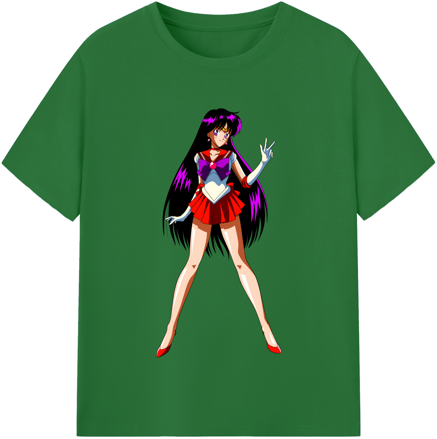 （画像用） 美少女戦士セーラームーン 火野レイ ひの レイ Sailor Moon Hino Rei （セーラーマーズ,Sailor Mars） 綿100％半袖Tシャツ（フロントプリント）