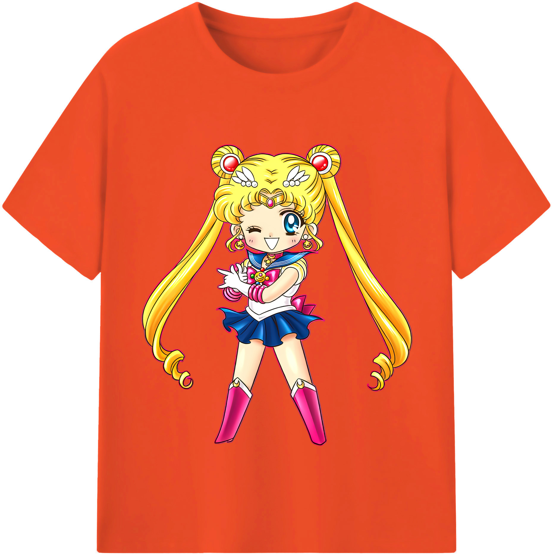 （画像用） 美少女戦士セーラームーン 月野 うさぎ つきの うさぎ Sailor Moon Tsukino Usagi 綿100％半袖Tシャツ（フロントプリント）