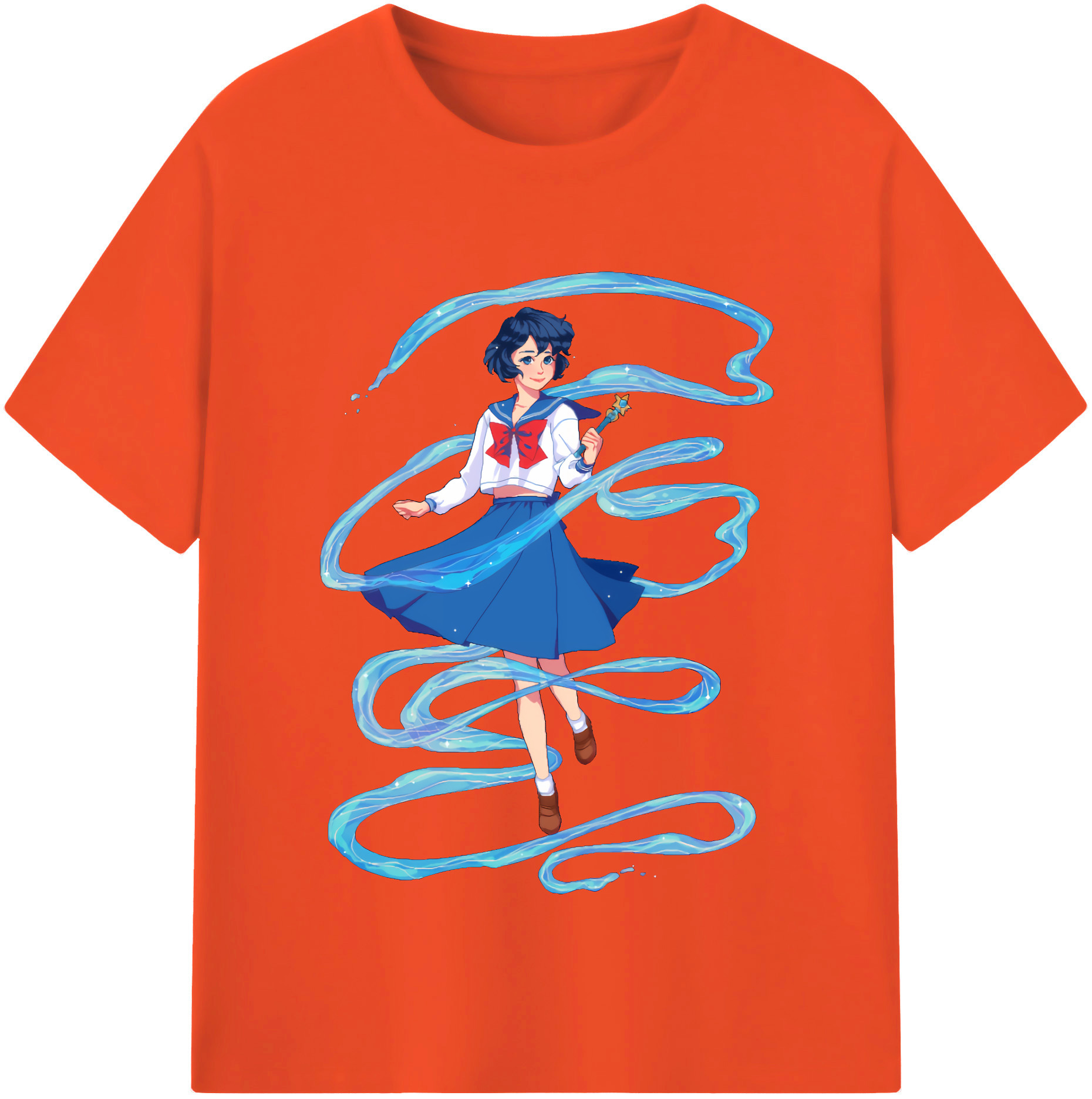 （画像用） 美少女戦士セーラームーン 水野 亜美 みずの あみ Sailor Moon Mizuno Ami 綿100％半袖Tシャツ（フロントプリント）