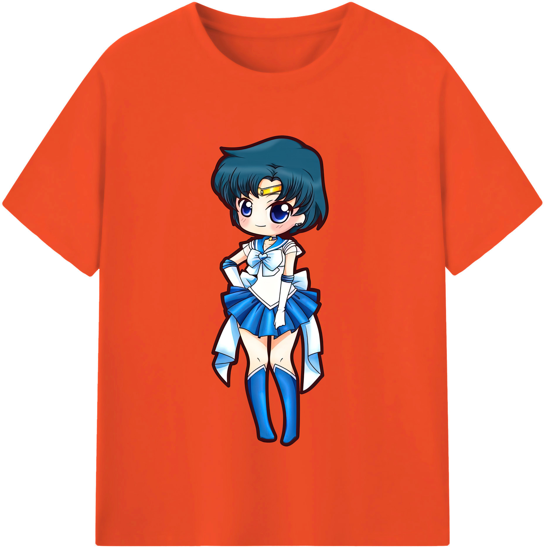 （画像用） 美少女戦士セーラームーン 水野 亜美 みずの あみ Sailor Moon Mizuno Ami 綿100％半袖Tシャツ（フロントプリント）