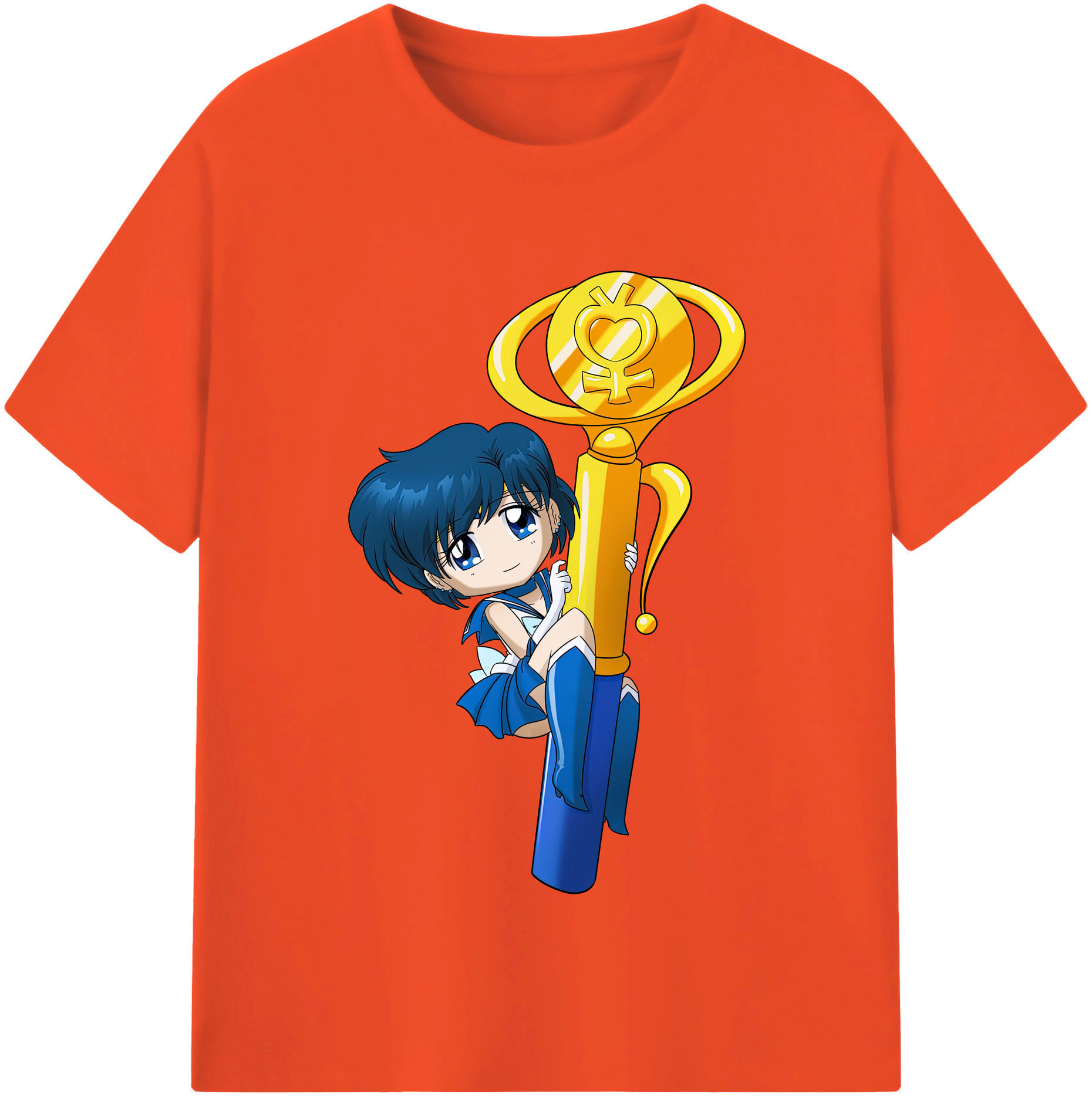 （画像用） 美少女戦士セーラームーン 水野 亜美 みずの あみ Sailor Moon Mizuno Ami 綿100％半袖Tシャツ（フロントプリント）