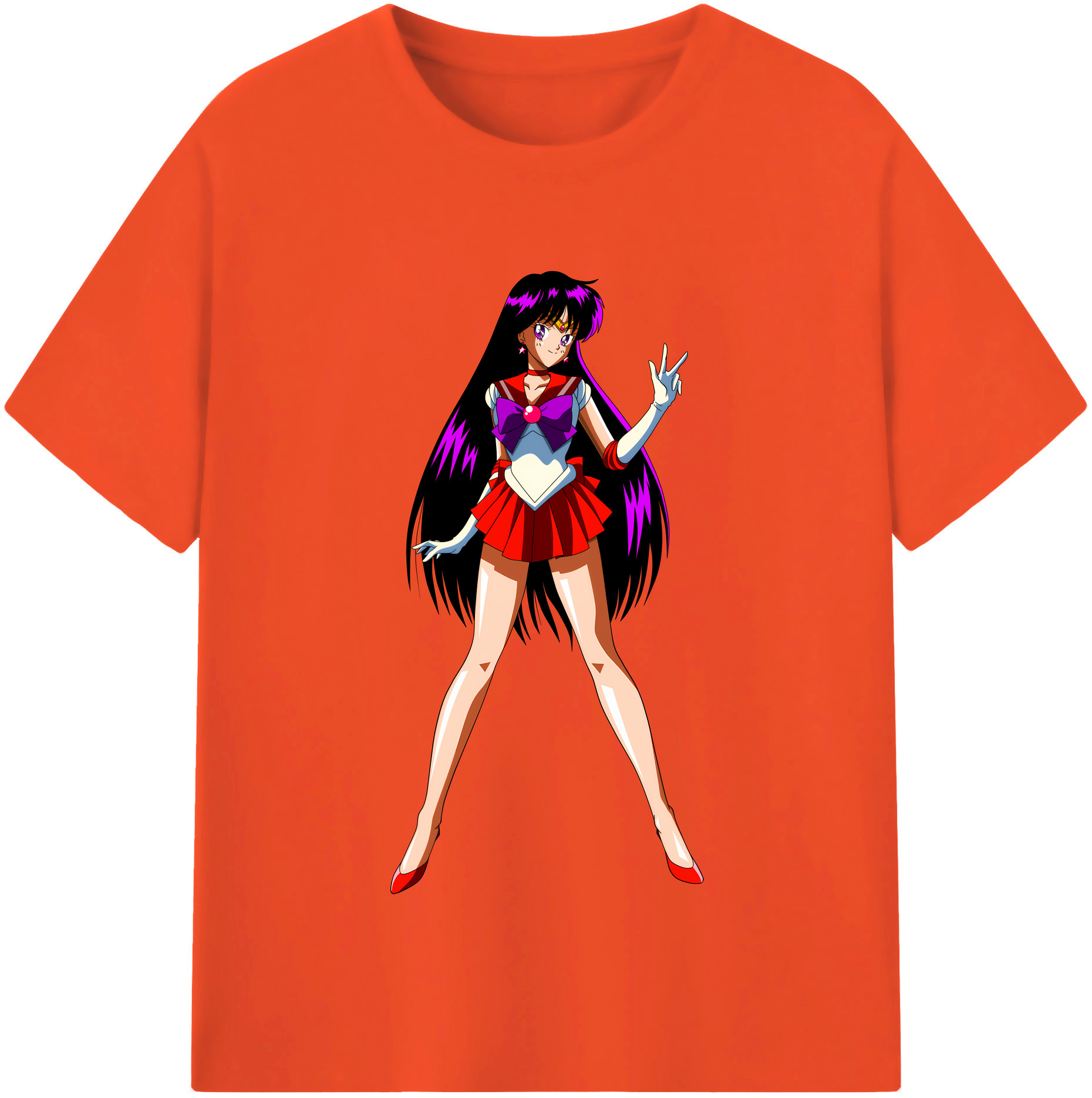 （画像用） 美少女戦士セーラームーン 火野レイ ひの レイ Sailor Moon Hino Rei （セーラーマーズ,Sailor Mars） 綿100％半袖Tシャツ（フロントプリント）