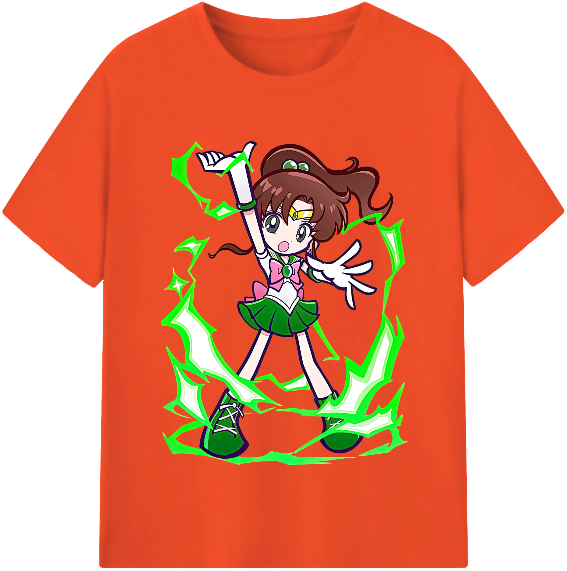 （画像用） 美少女戦士セーラームーン 木野 まこと きの まこと Sailor Moon Kino Makoto （セーラージュピター；Sailor Jupiter） 綿100％半袖Tシャツ（フロントプリント）